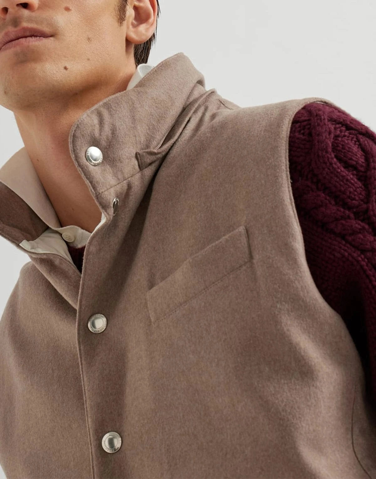 Brunello Cucinelli Bonded Wool Flannel Down Vest