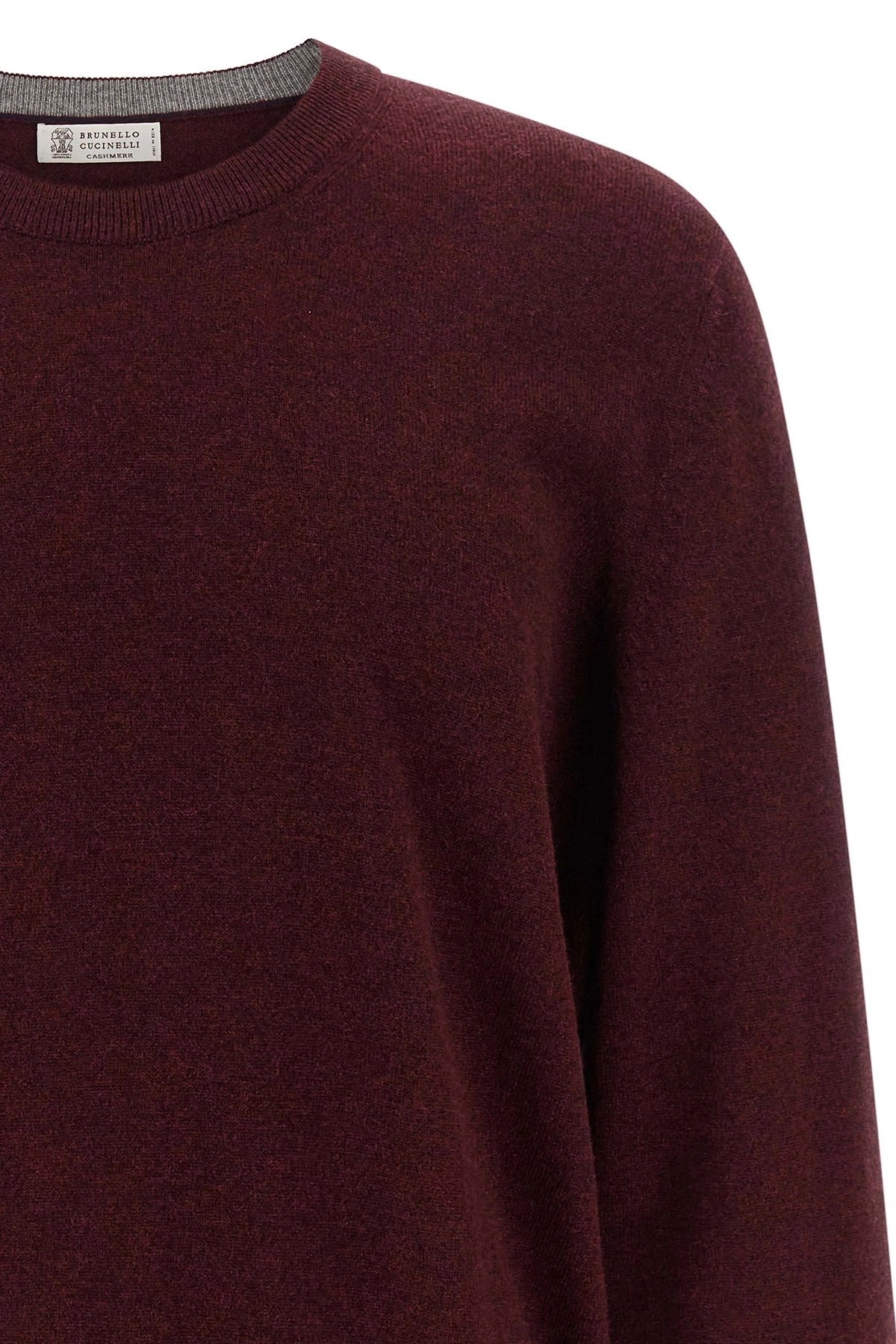 Brunello Cucinelli Bordeaux Cashmere Crew Neck Sweater