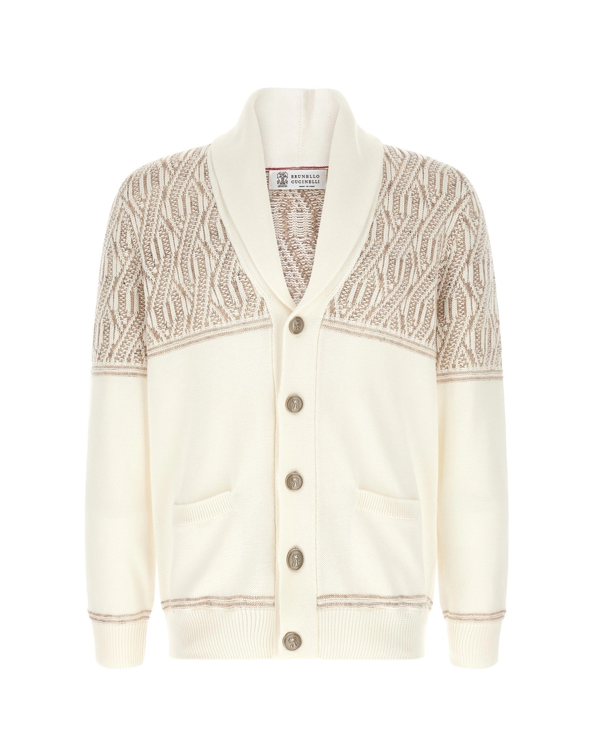 Brunello Cucinelli Braided Jacquard Shoulders Cardigan