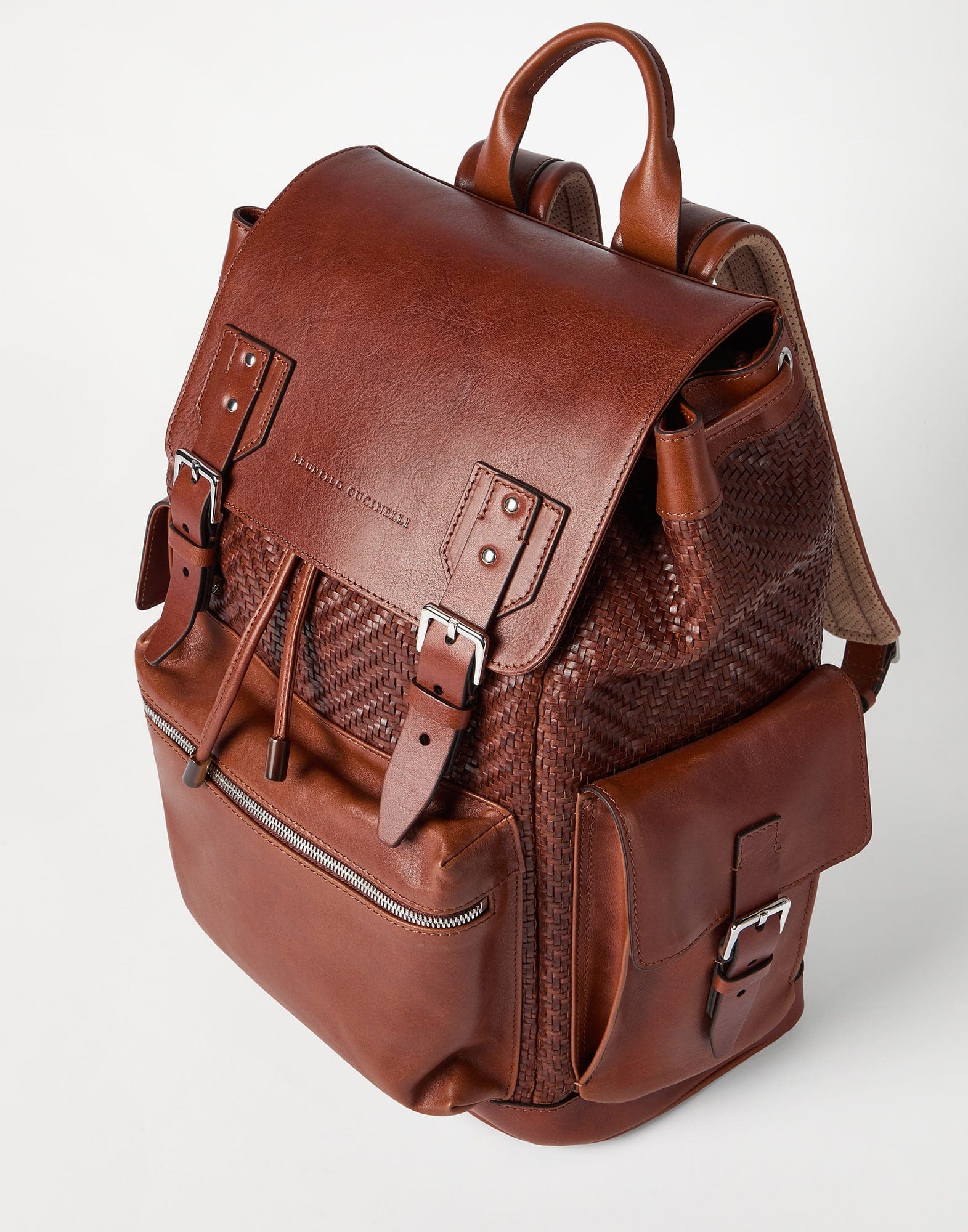 Brunello Cucinelli Braided Leather City Backpack | Sendegaro