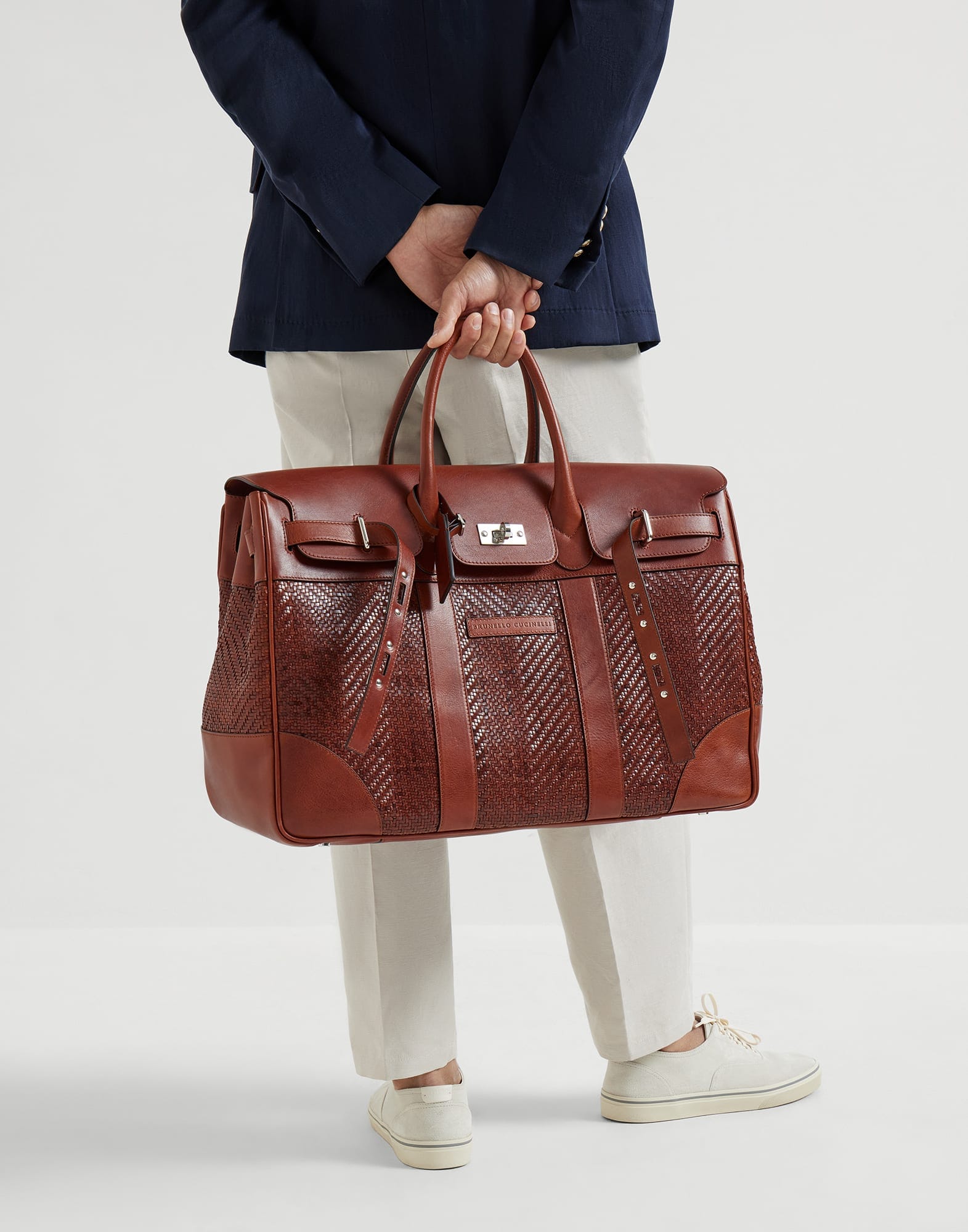 Brunello Cucinelli Braided Leather Duffel Bag | Sendegaro CA