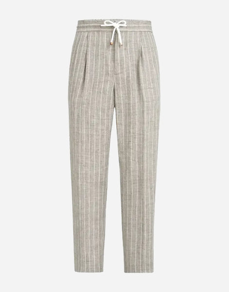 Brunello Cucinelli ブラウン チョークストライプ ツイル トラック Brunello Cucinelli ブラウン チョークストライプ ツイル トラック