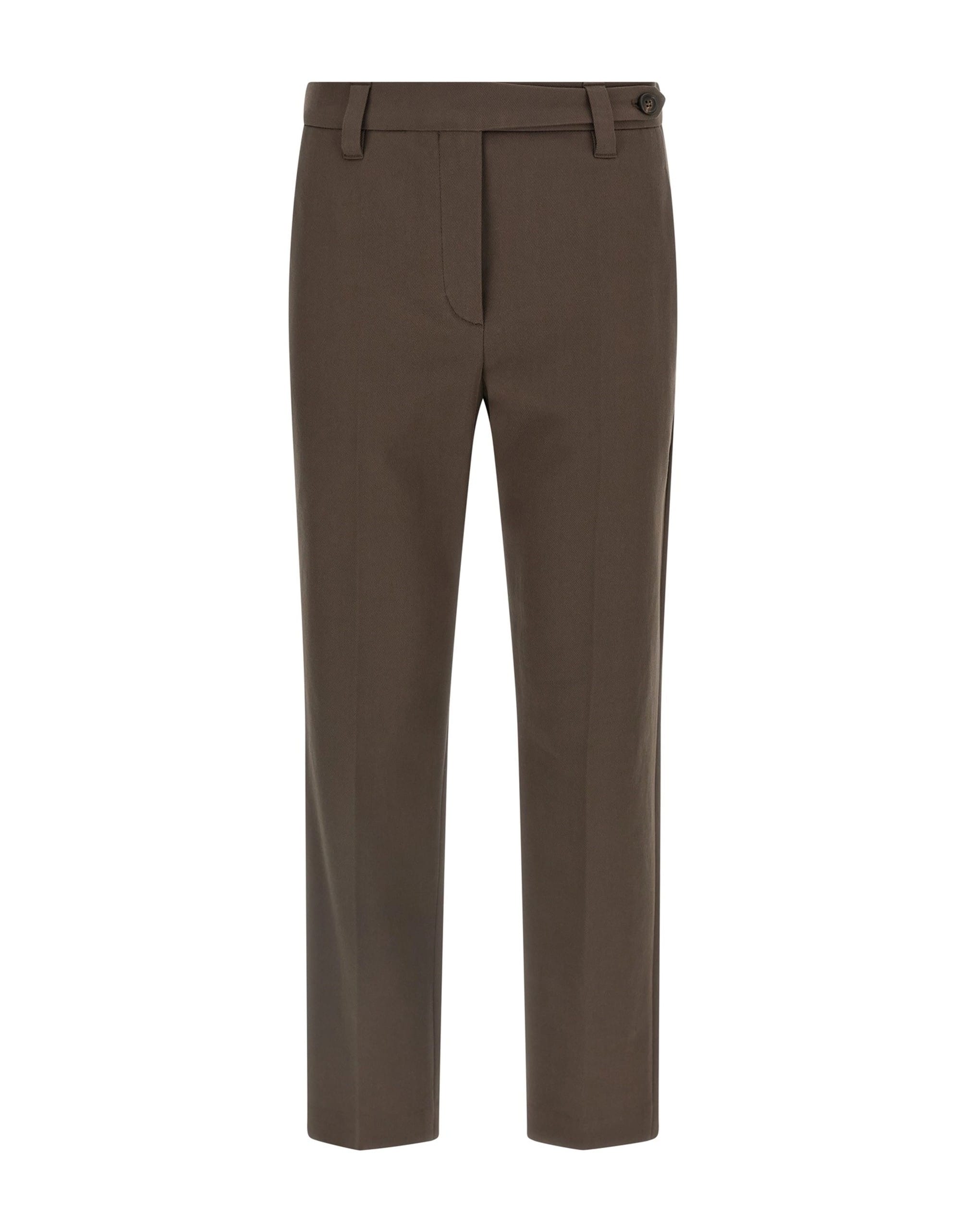Brunello Cucinelli braune Baumwollhose mit Mikrostreifen