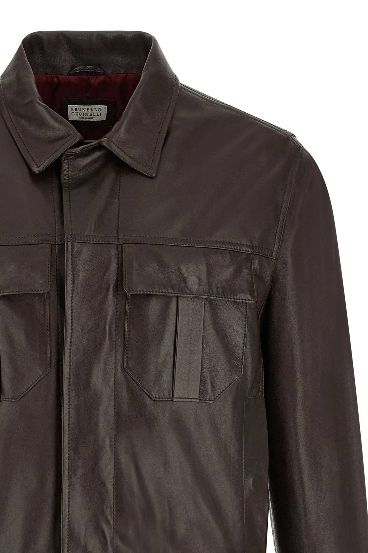 Brunello Cucinelli Brunello Cucinelli Brown Nappa Leather Jacket