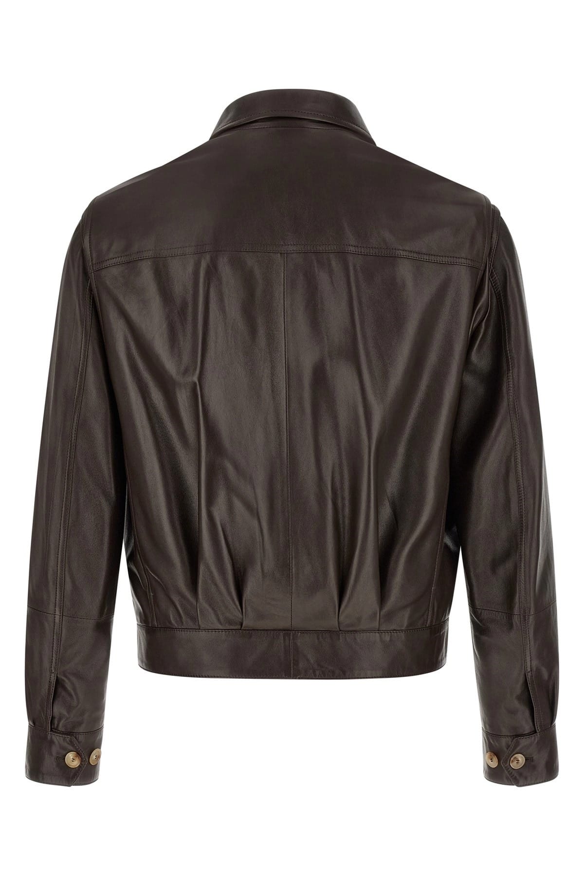 Brunello Cucinelli Brown Nappa Leather Jacket - alternate view