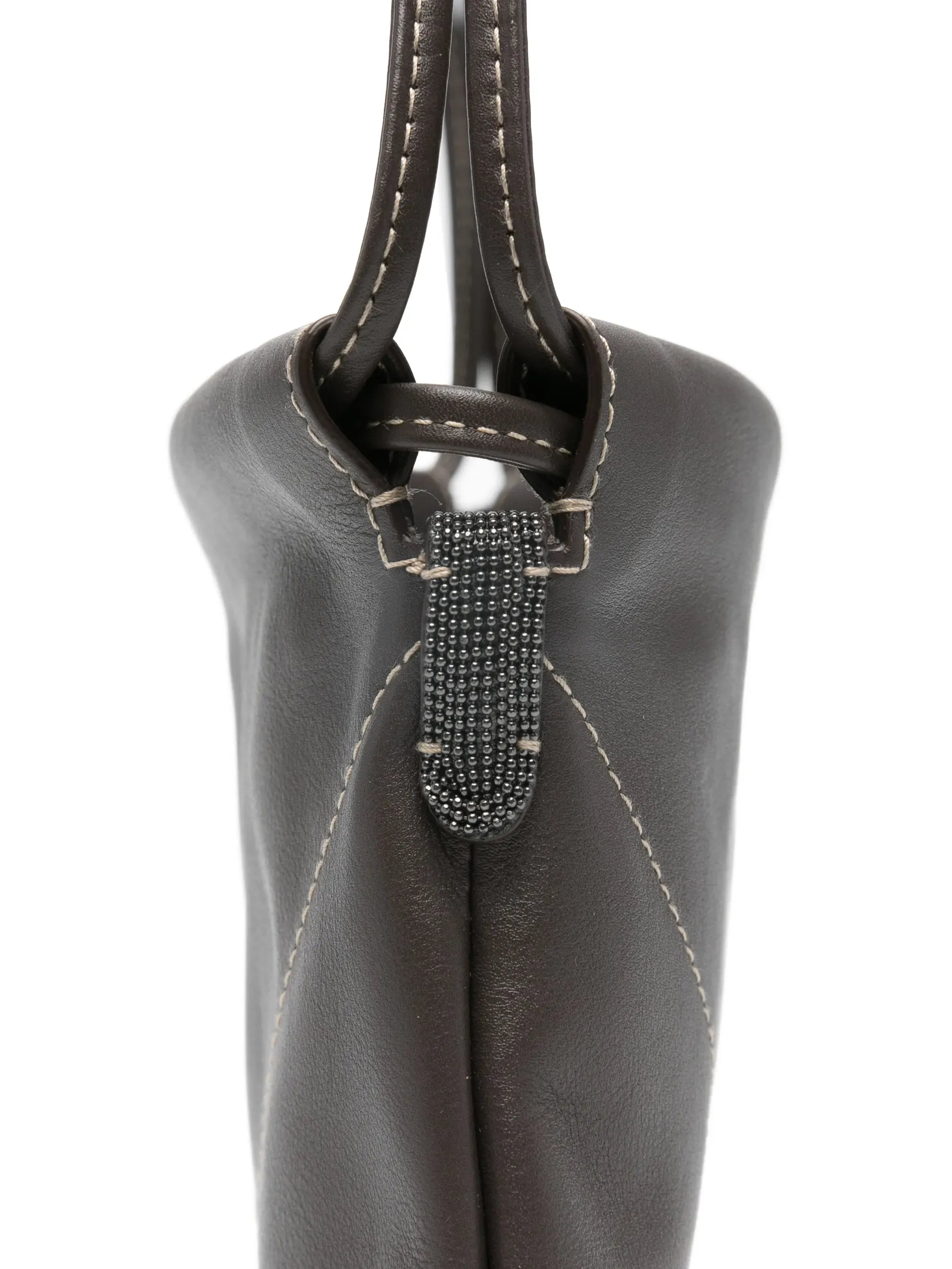 Brunello Cucinelli Brown Stitched Shoulder Bag
