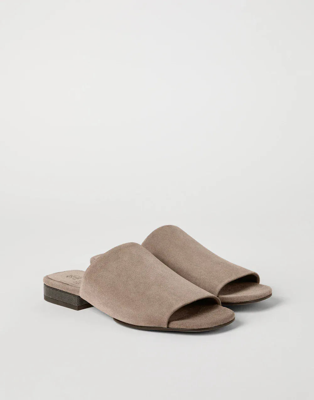 Brunello Cucinelli Brown Suede Monili Mules