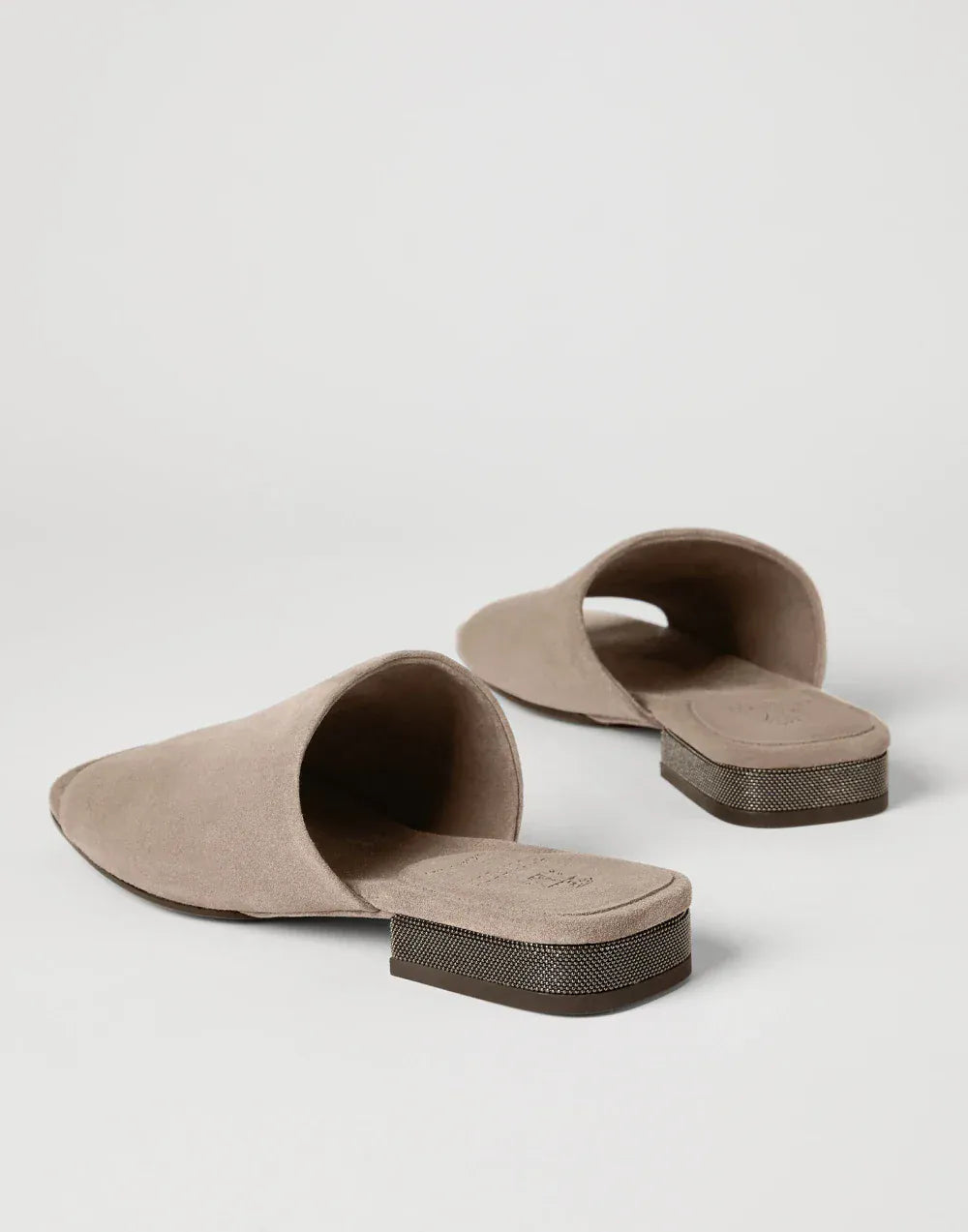 Brunello Cucinelli Brown Suede Monili Mules