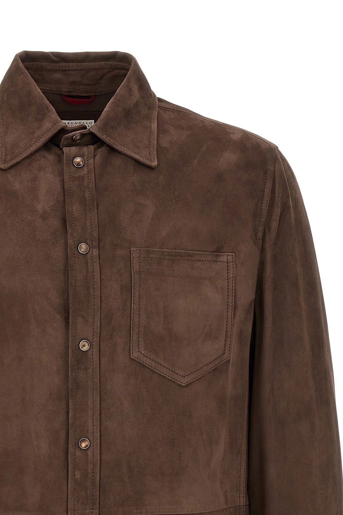 Brunello Cucinelli overshirt in camoscio marrone