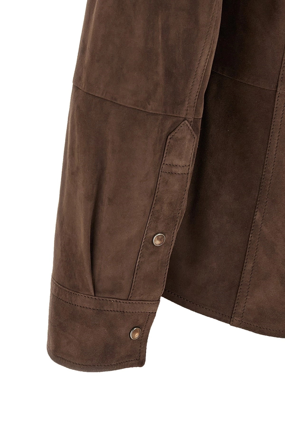 Brunello Cucinelli overshirt in camoscio marrone