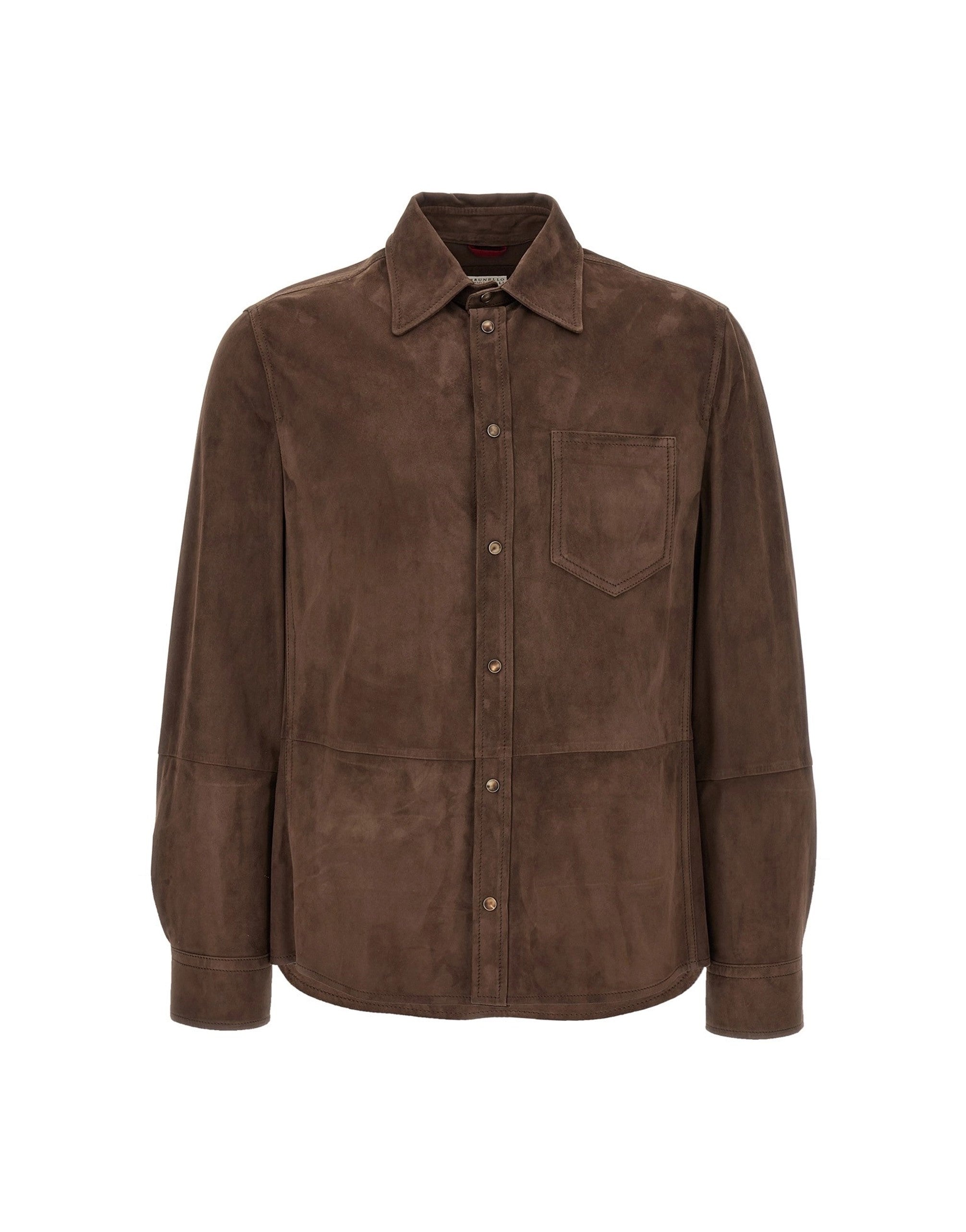 Brunello Cucinelli bruine suède overshirt