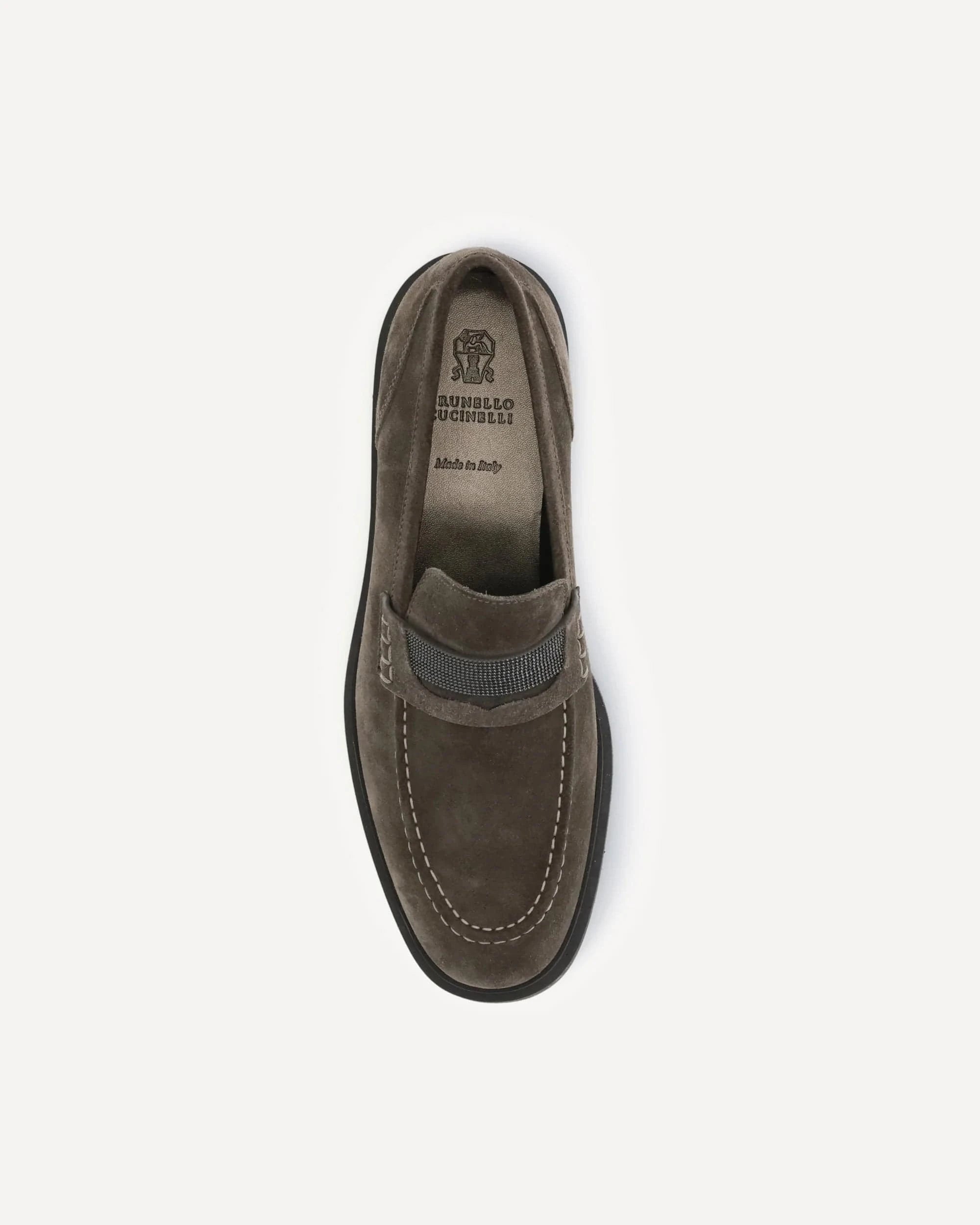 Brunello Cucinelli Brown Suede Penny Monili Loafers