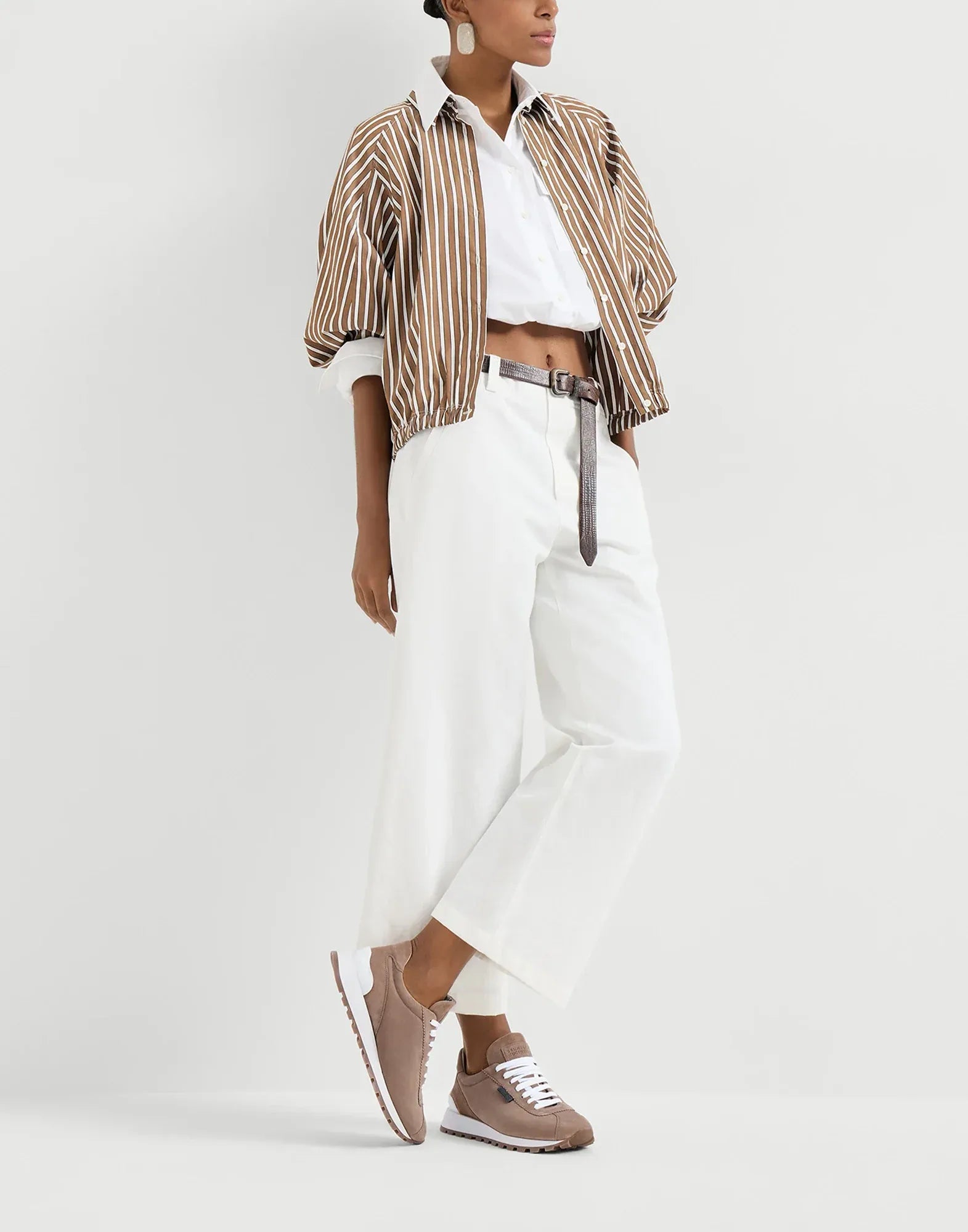 Brunello Cucinelli Brown Suede Shiny Tab Sneakers