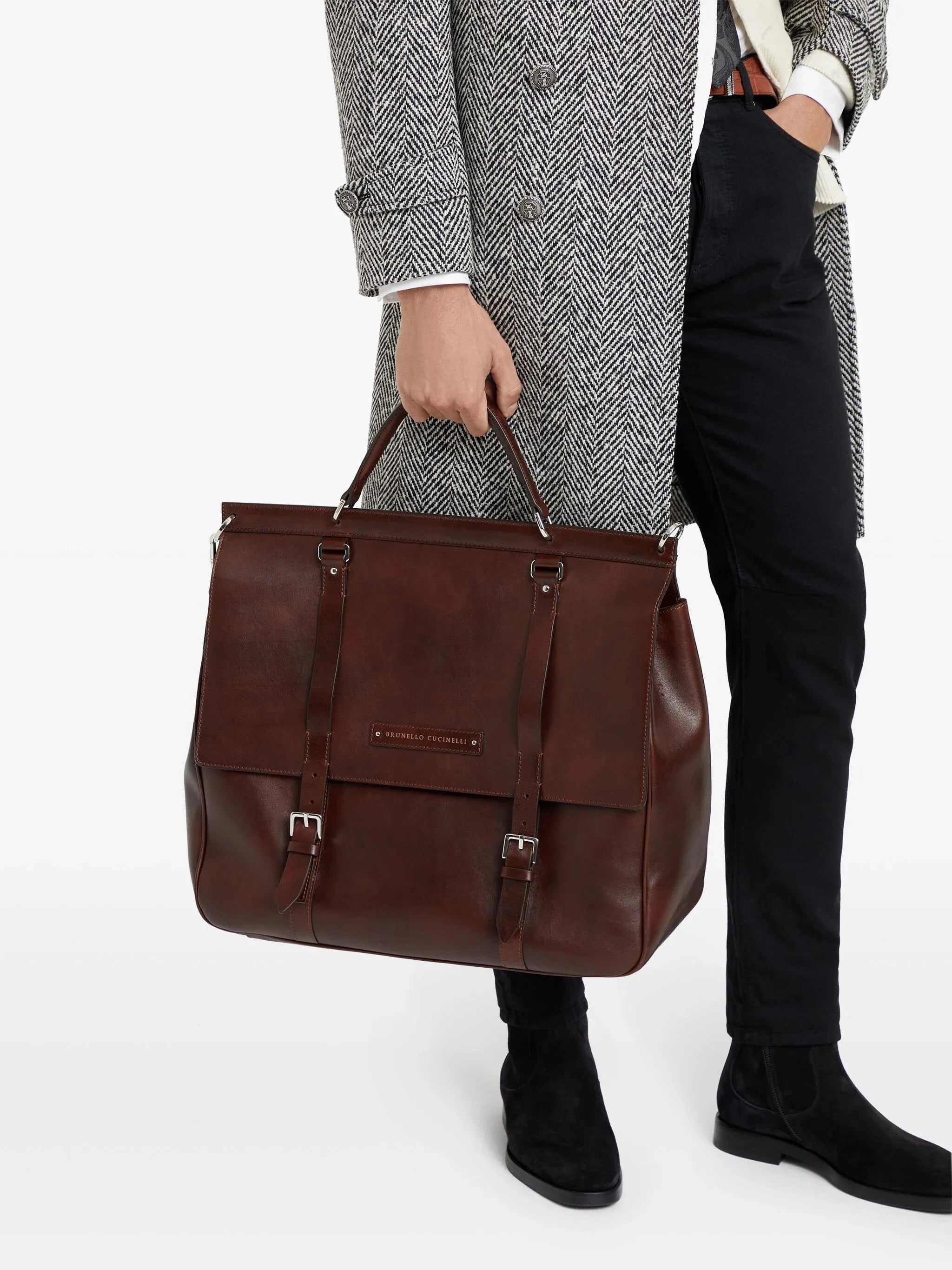 Brunello Cucinelli Buckle-Fastened Leather Tote Bag Brunello Cucinelli Buckle-Fastened Leather Tote Bag