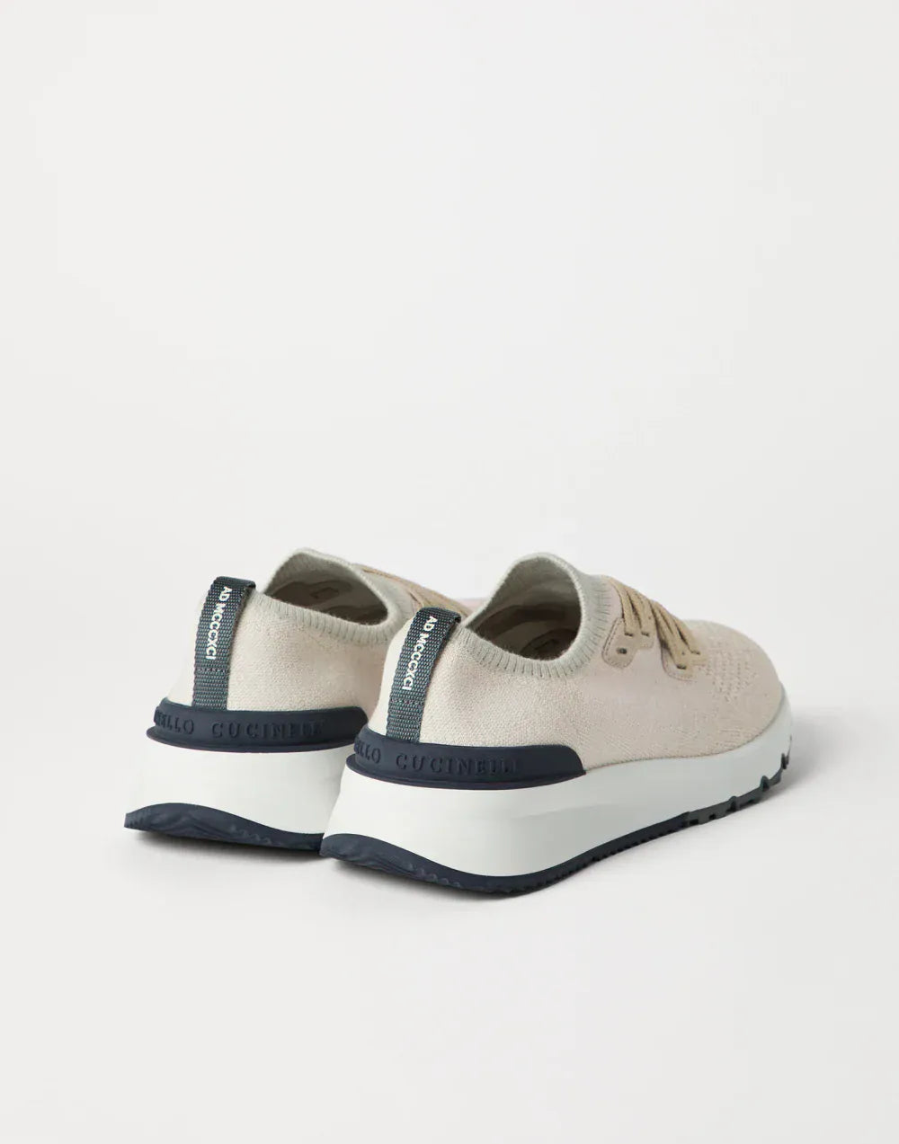 Brunello Cucinelli Buff Cotton Chiné Knit Sneakers