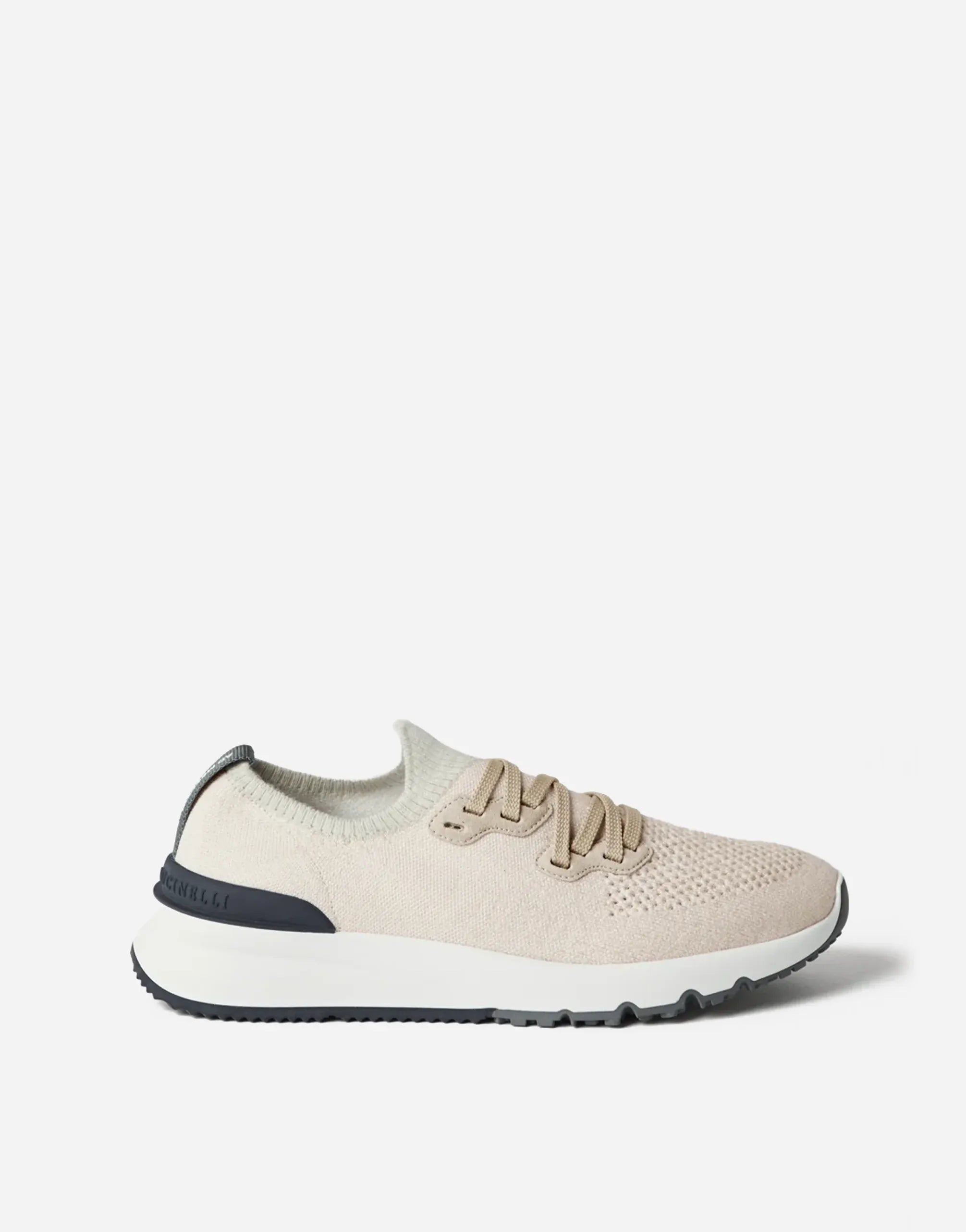 Brunello Cucinelli Buff Cotton Chiné Knit Sneakers