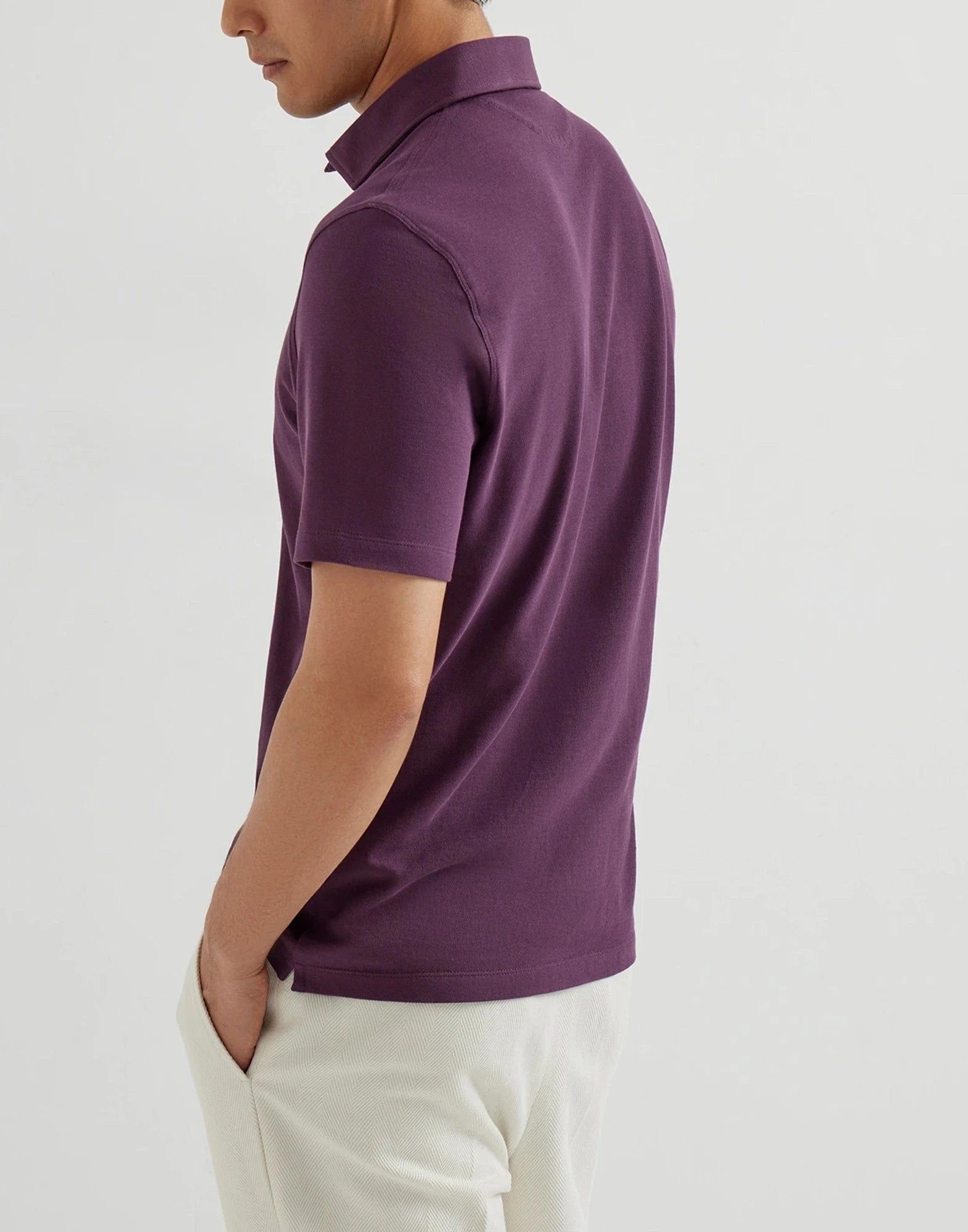 Brunello Cucinelli Camisa Polo Piquet de Algodão Bordô | Sendegaro BR