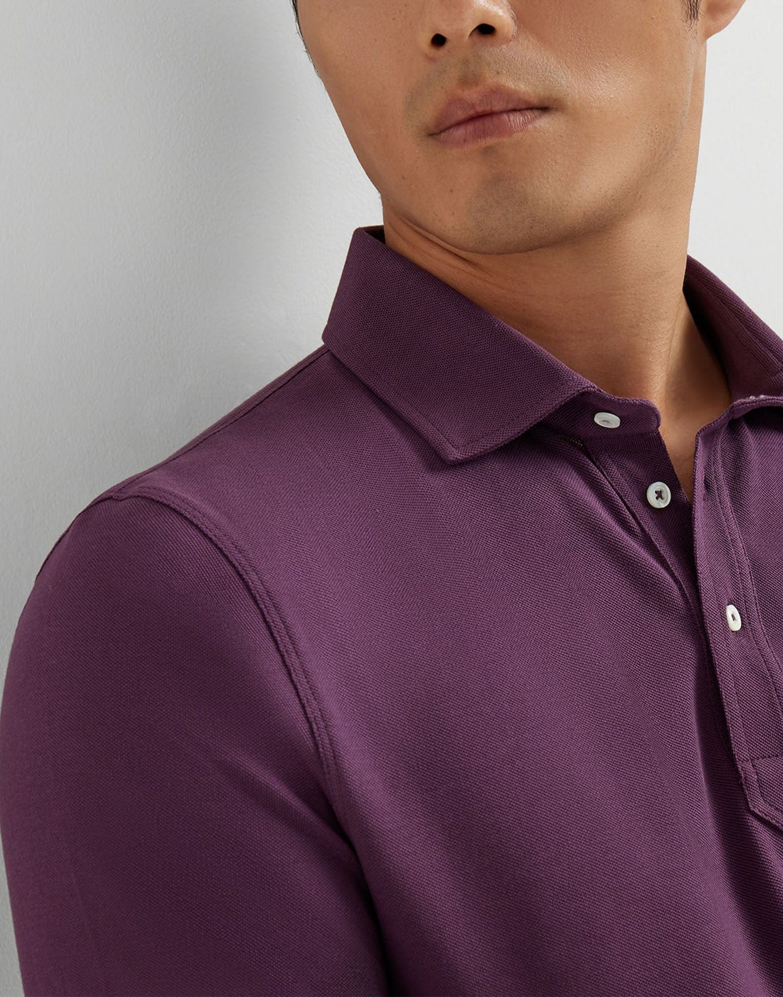 Brunello Cucinelli Burgundy Cotton Piqué Polo Shirt