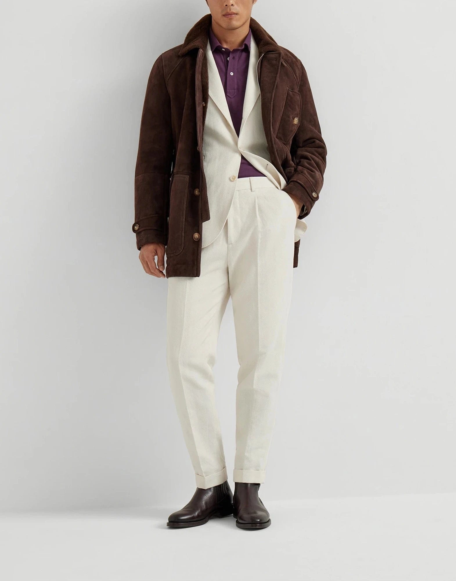 Brunello Cucinelli Burgundy Cotton Piqué Polo Shirt