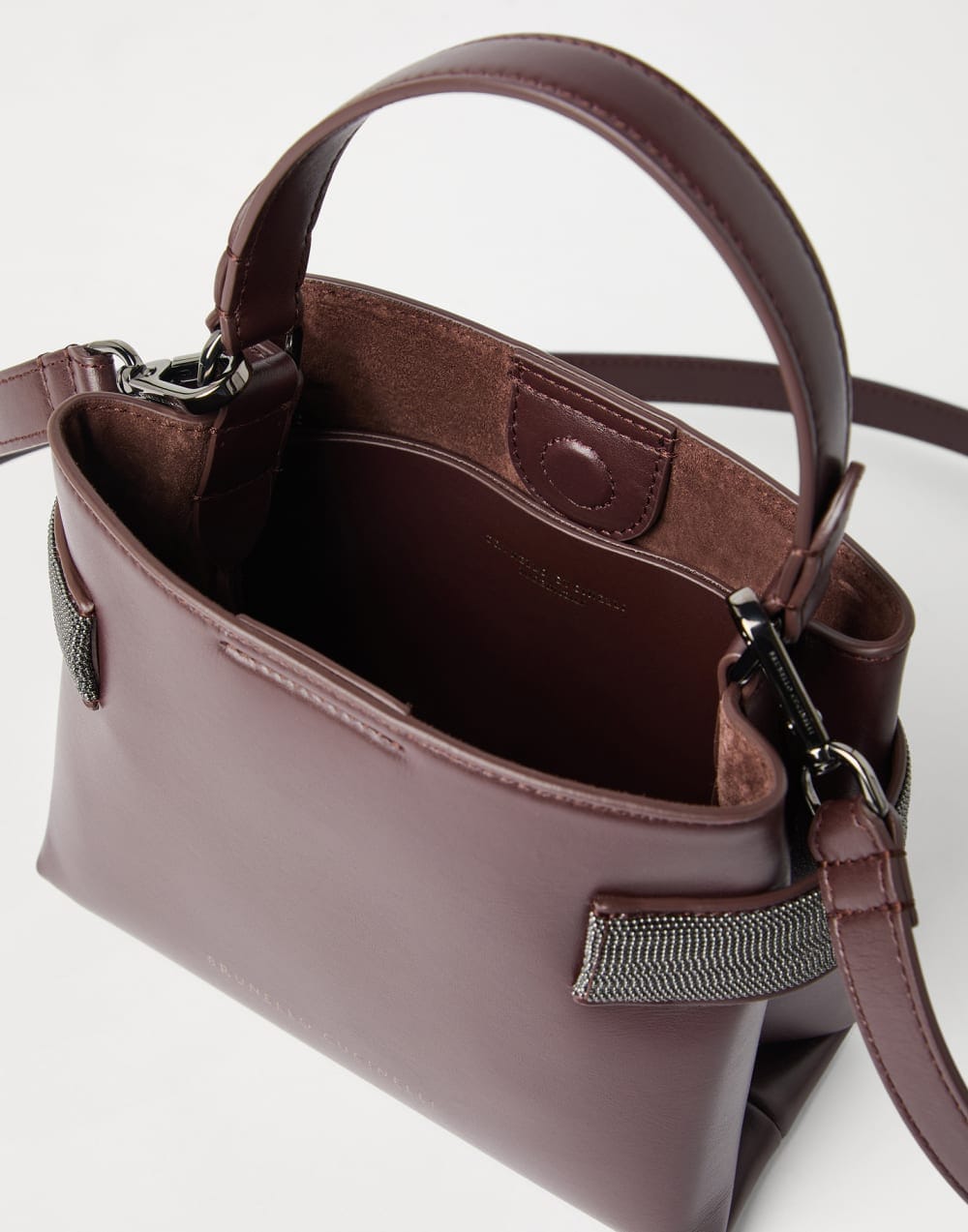 Brunello Cucinelli Burgundy Essence Small Top-Handle Bag