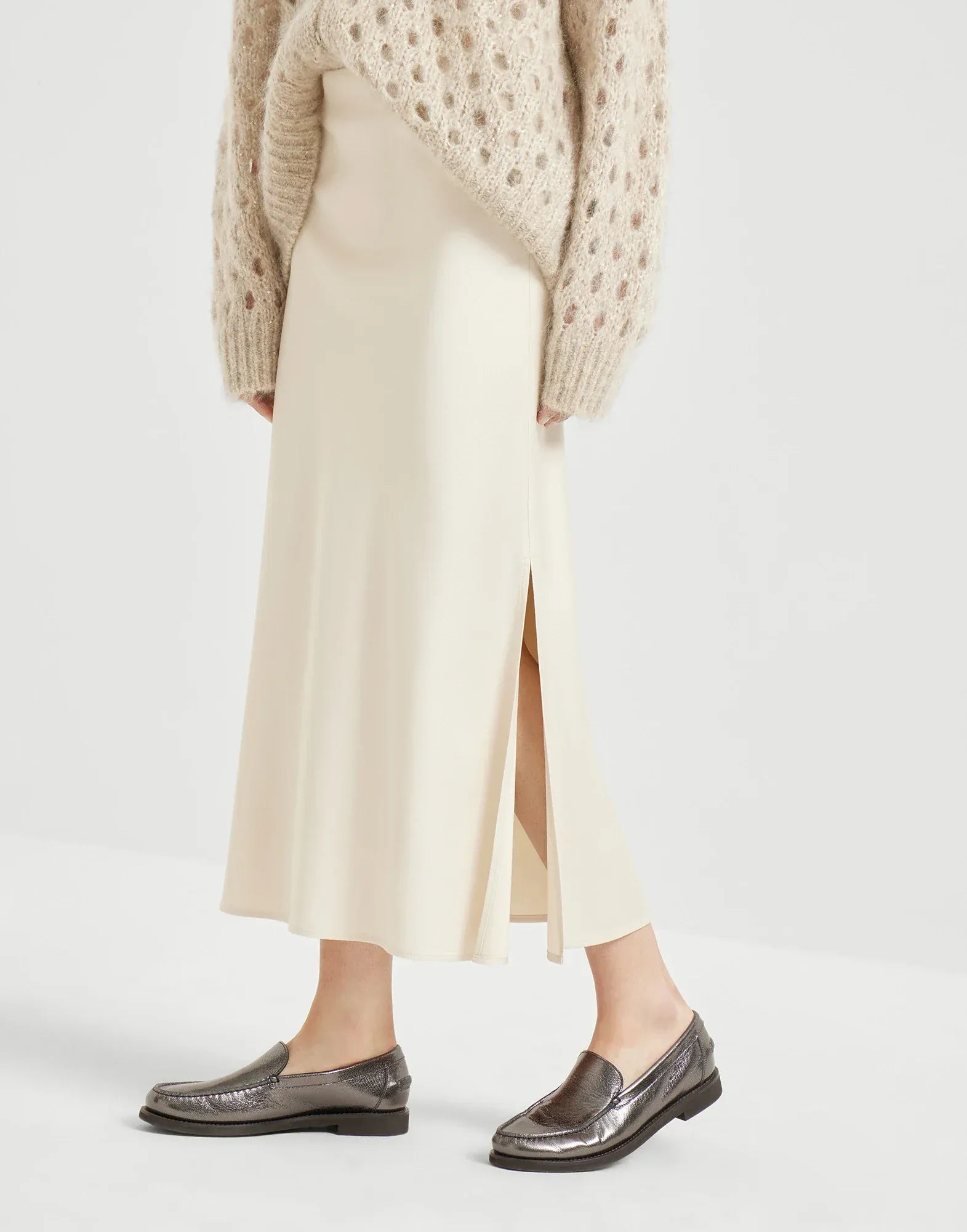 Brunello Cucinelli Cady Fluid Satin Pencil Skirt