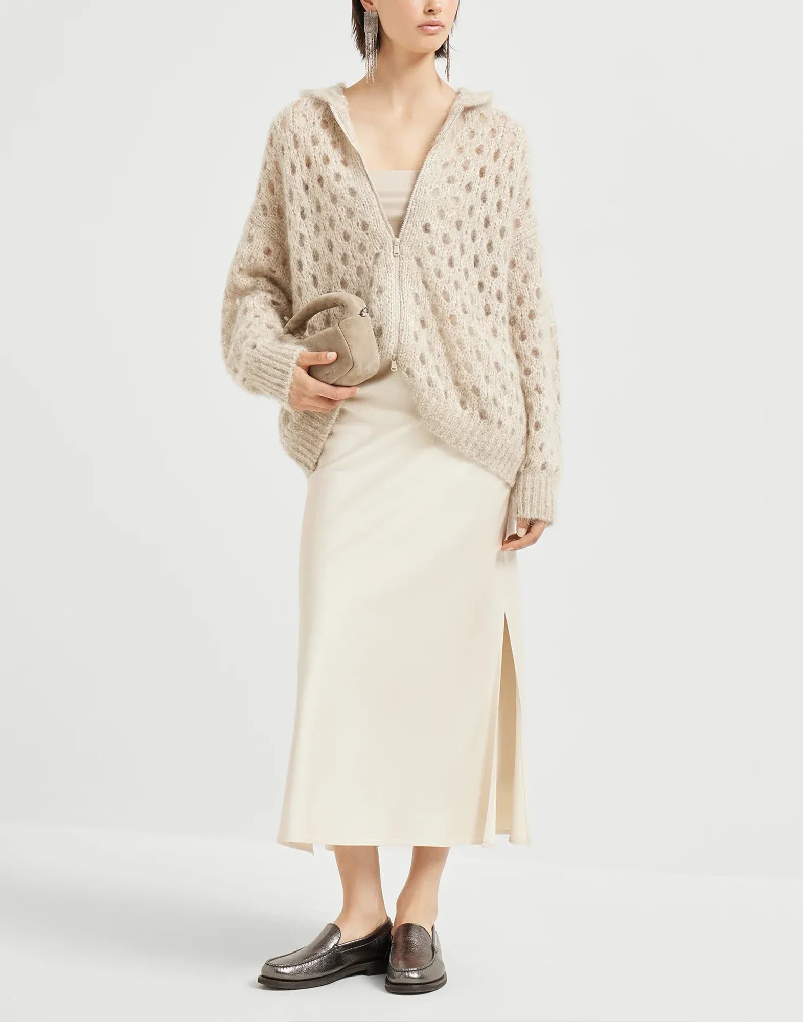 Brunello Cucinelli Cady Fluid Satin Pencil Skirt