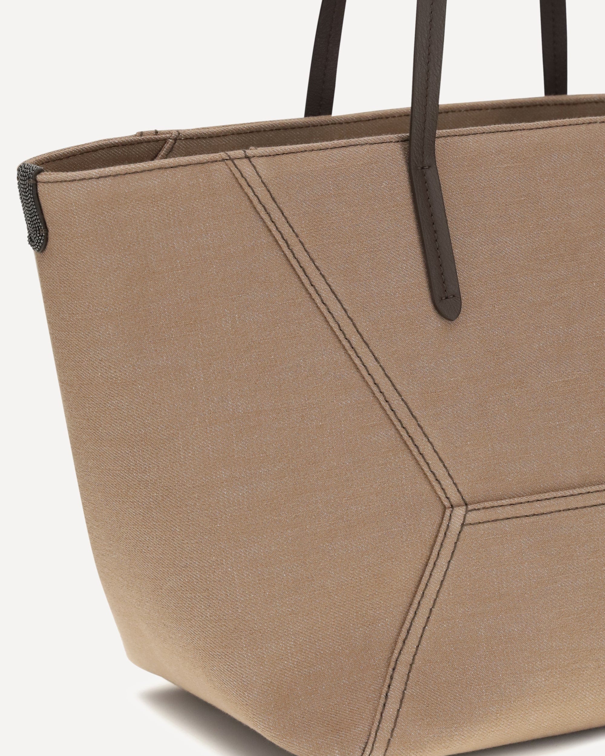 Brunello Cucinelli Brunello Cucinelli Canvas Shoulder Bag With Leather Handles