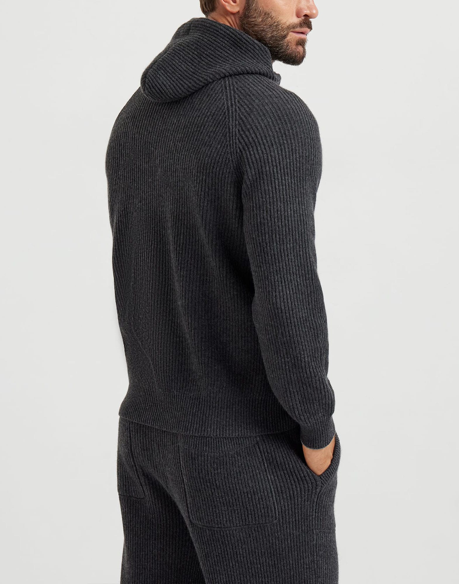 Brunello Cucinelli カシミヤ イングリッシュリブニット ロゴフーディ