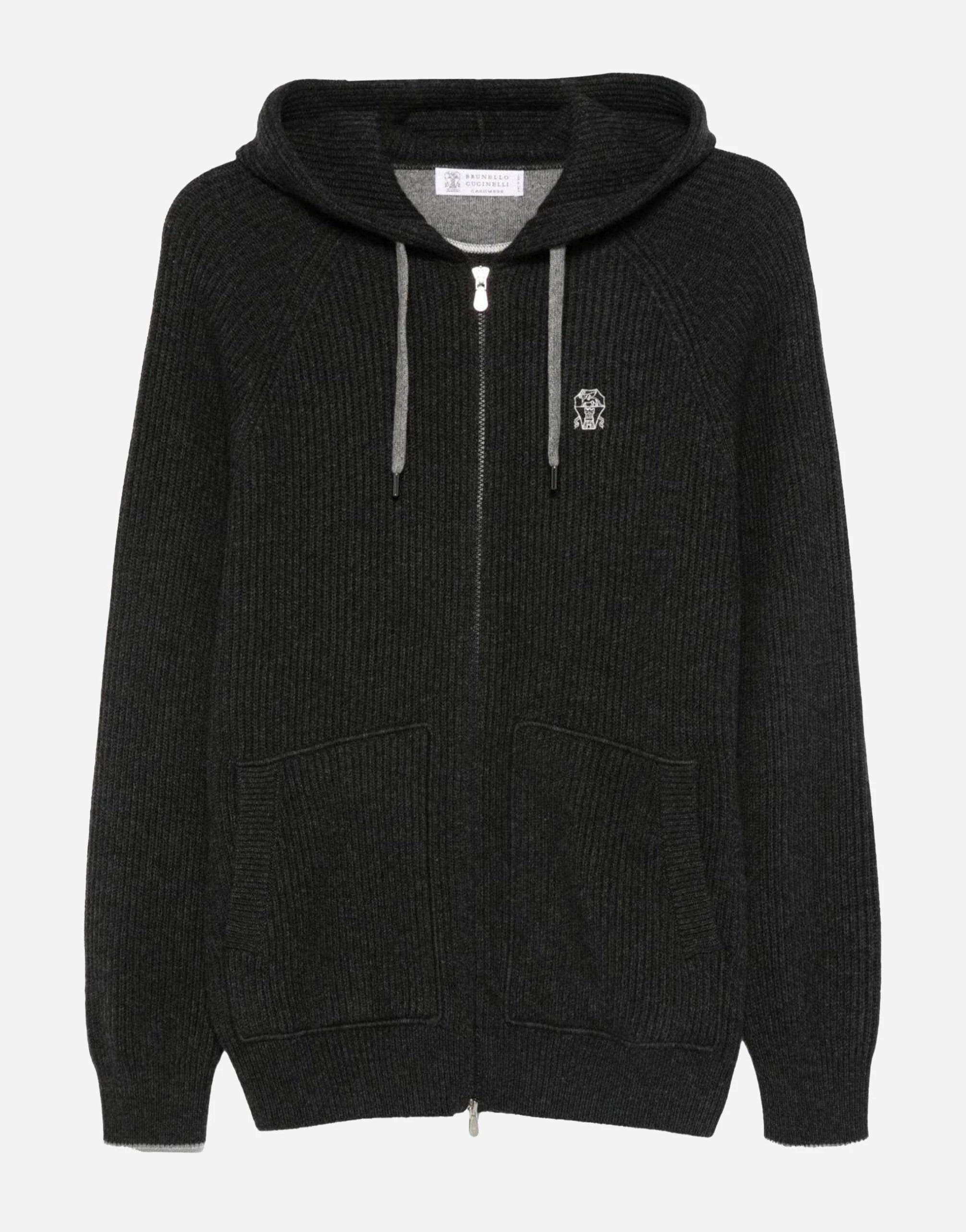 【良品】ブルネロクチネリ　スウェット パーカー　24AW　カシミヤ混　ロゴ　黒 良品】ブルネロクチネリ スウェット パーカー 24AW カシミヤ混 ロゴ 黒