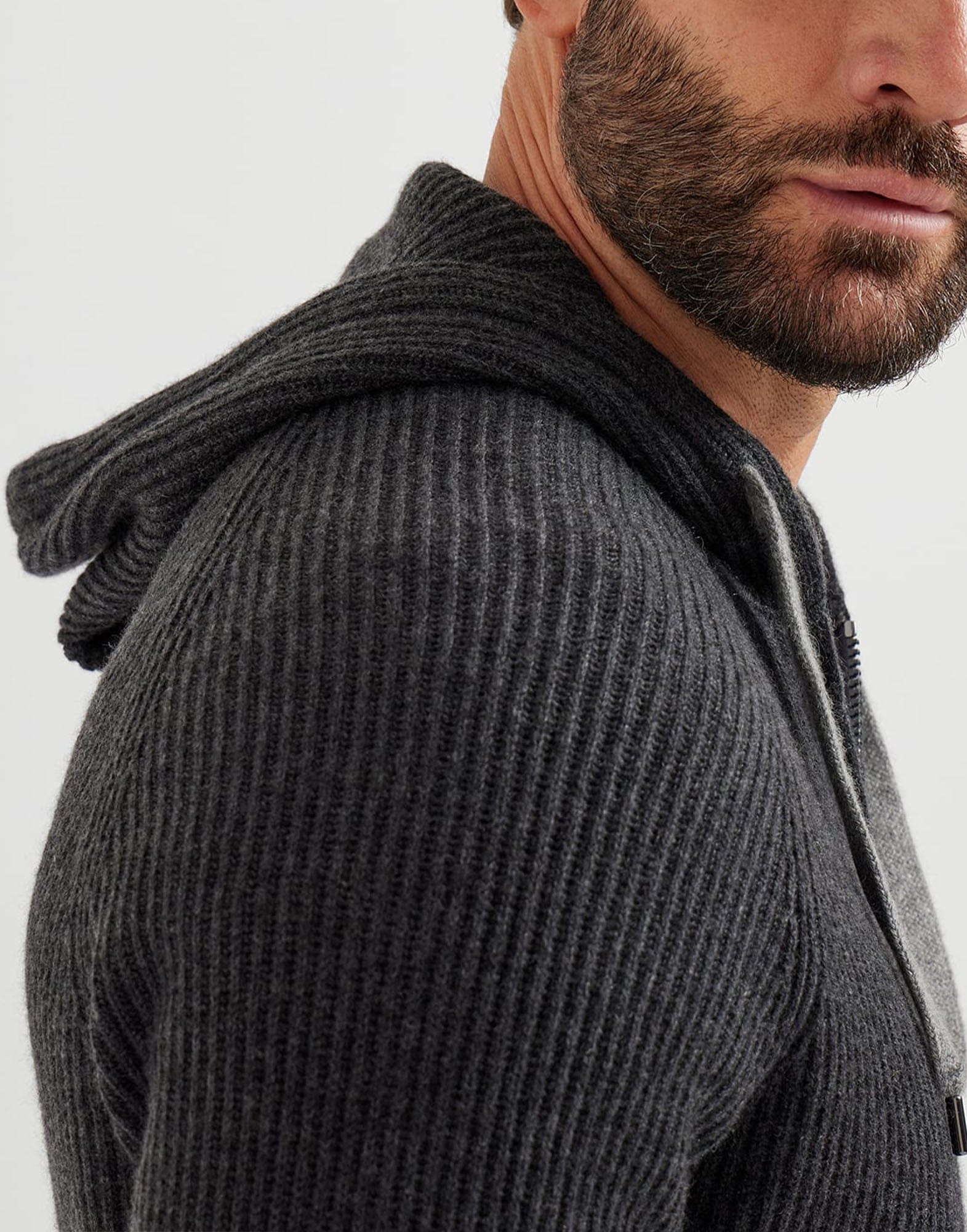 Brunello Cucinelli Cashmere English Rib Knit Logo Hoodie
