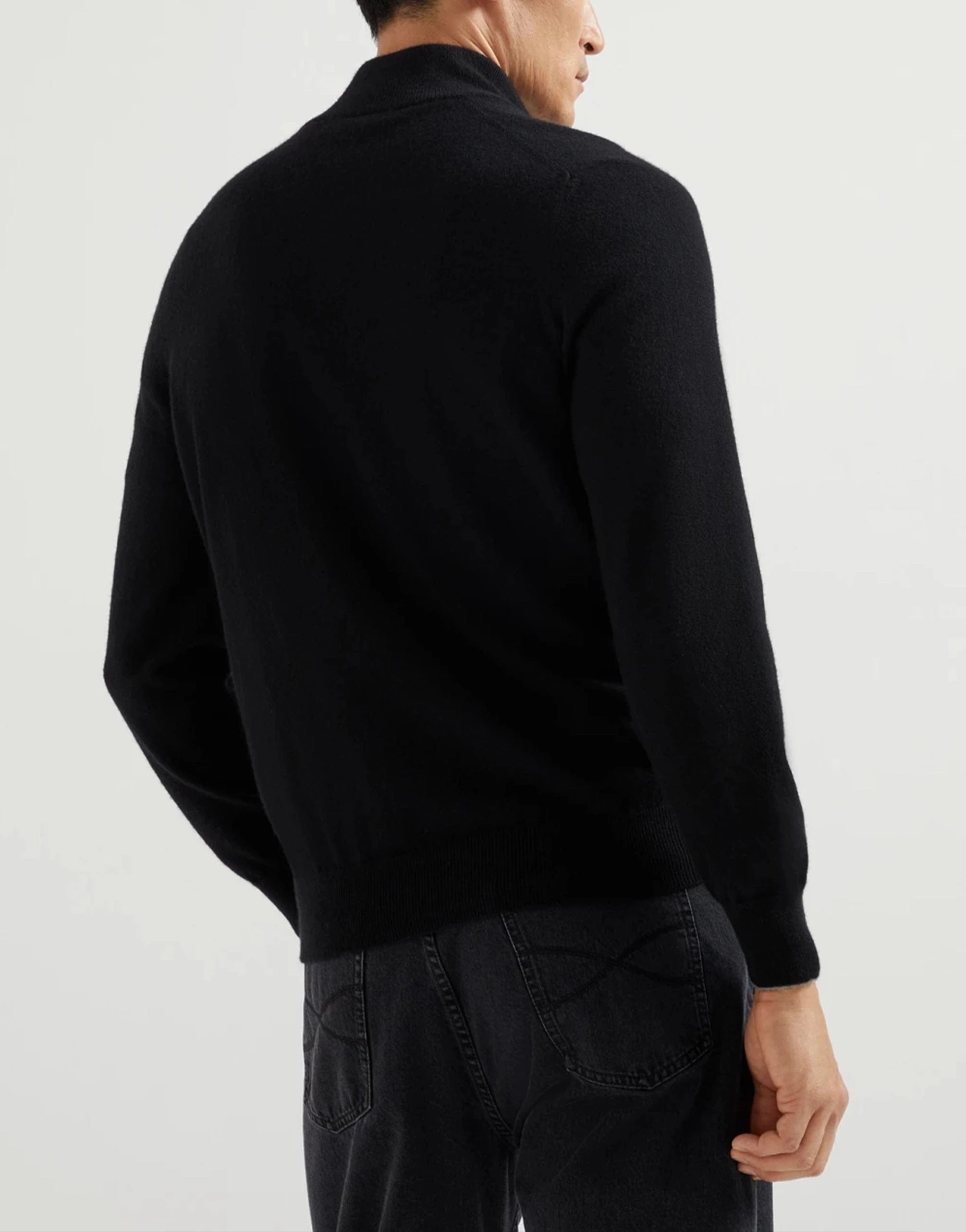 BRUNELLO CUCINELLI ブラックカシミアハーフジップニット