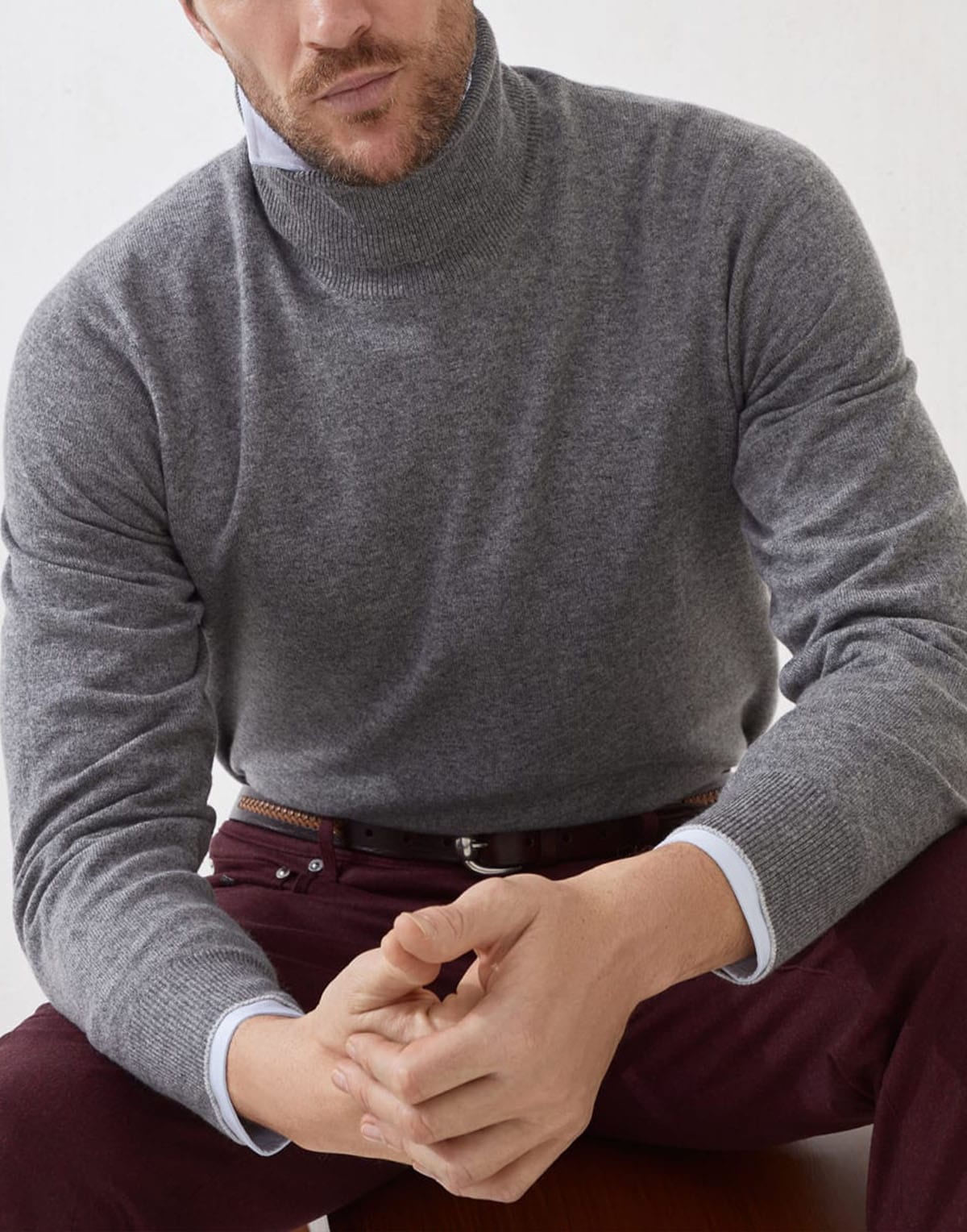 Brunello cucinelli トップス　ダークグレー Brunello Cucinelli Cashmere Turtleneck Sweater | Sendegaro MX