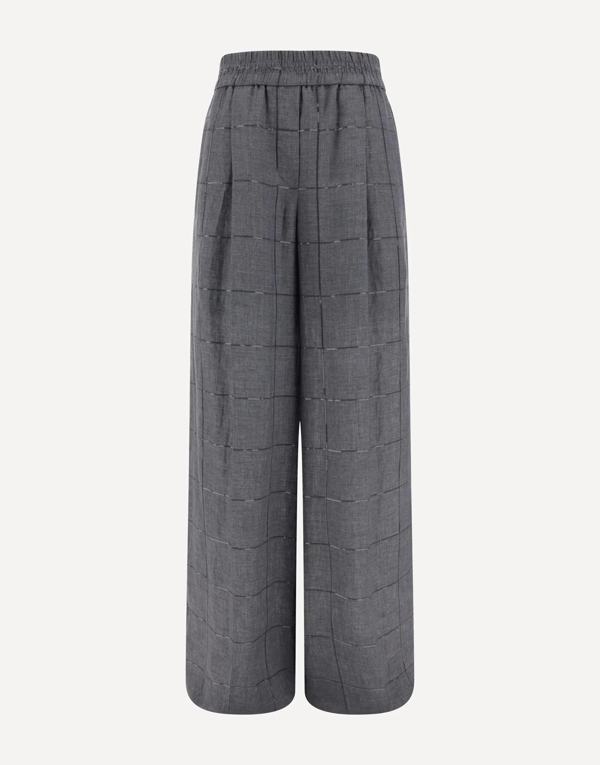 Brunello Cucinelli Check Linen Palazzo Trousers | Sendegaro JP Brunello Cucinelli Check Linen Palazzo Trousers | Sendegaro JP