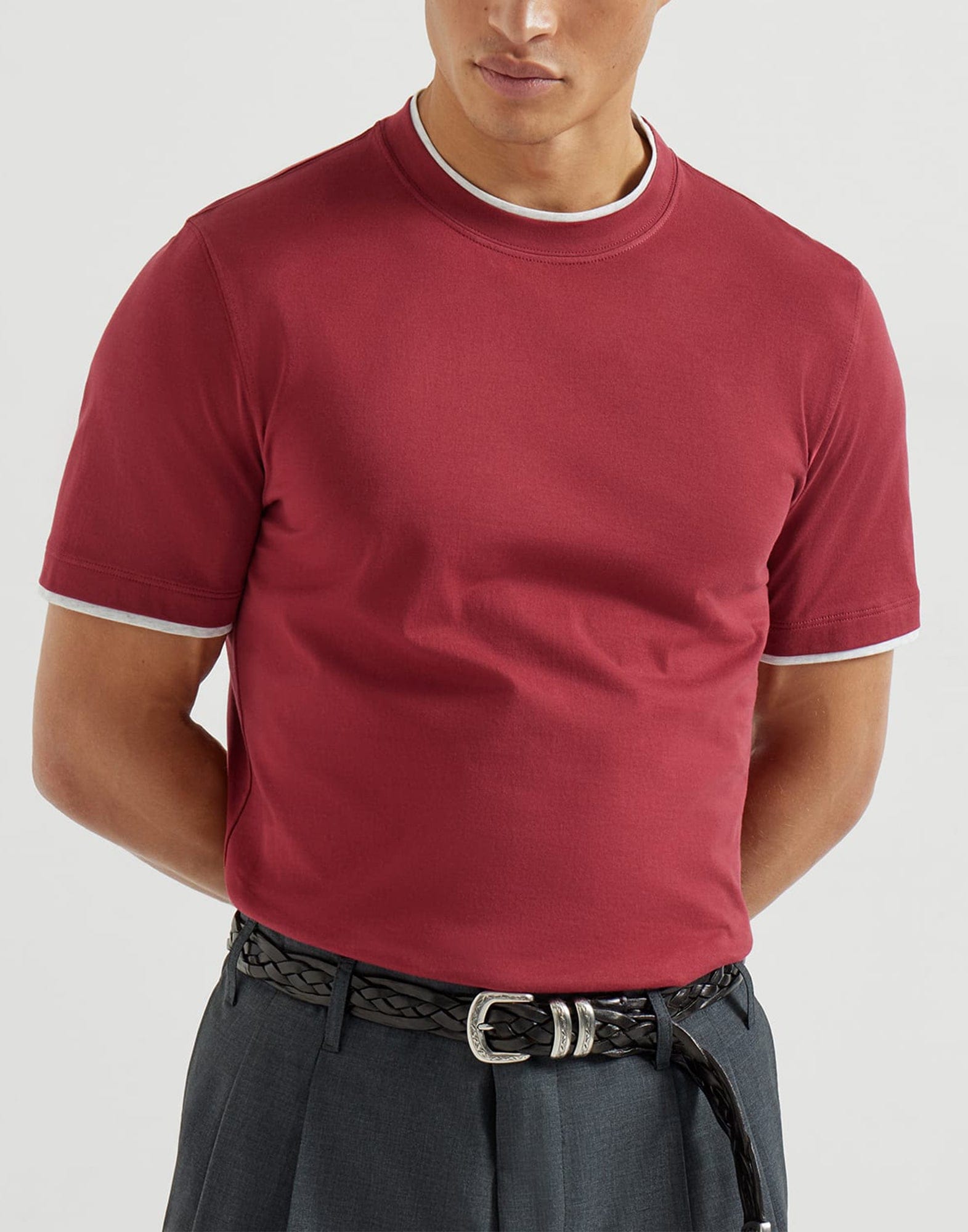 Brunello Cucinelli Cherry Cotton Jersey Ccrew Neck T-Shirt