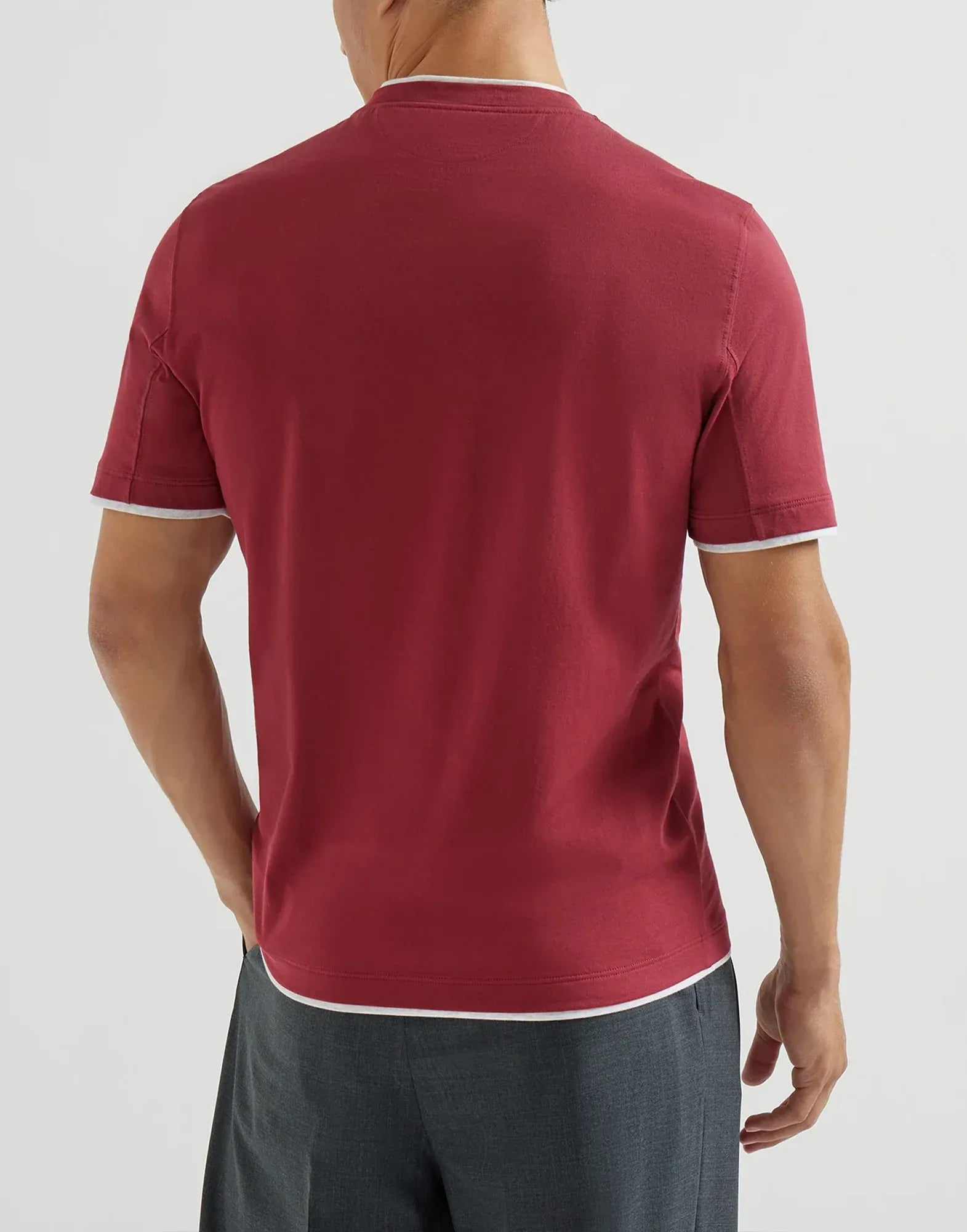 Brunello Cucinelli Cherry Cotton Jersey Ccrew Neck T-Shirt