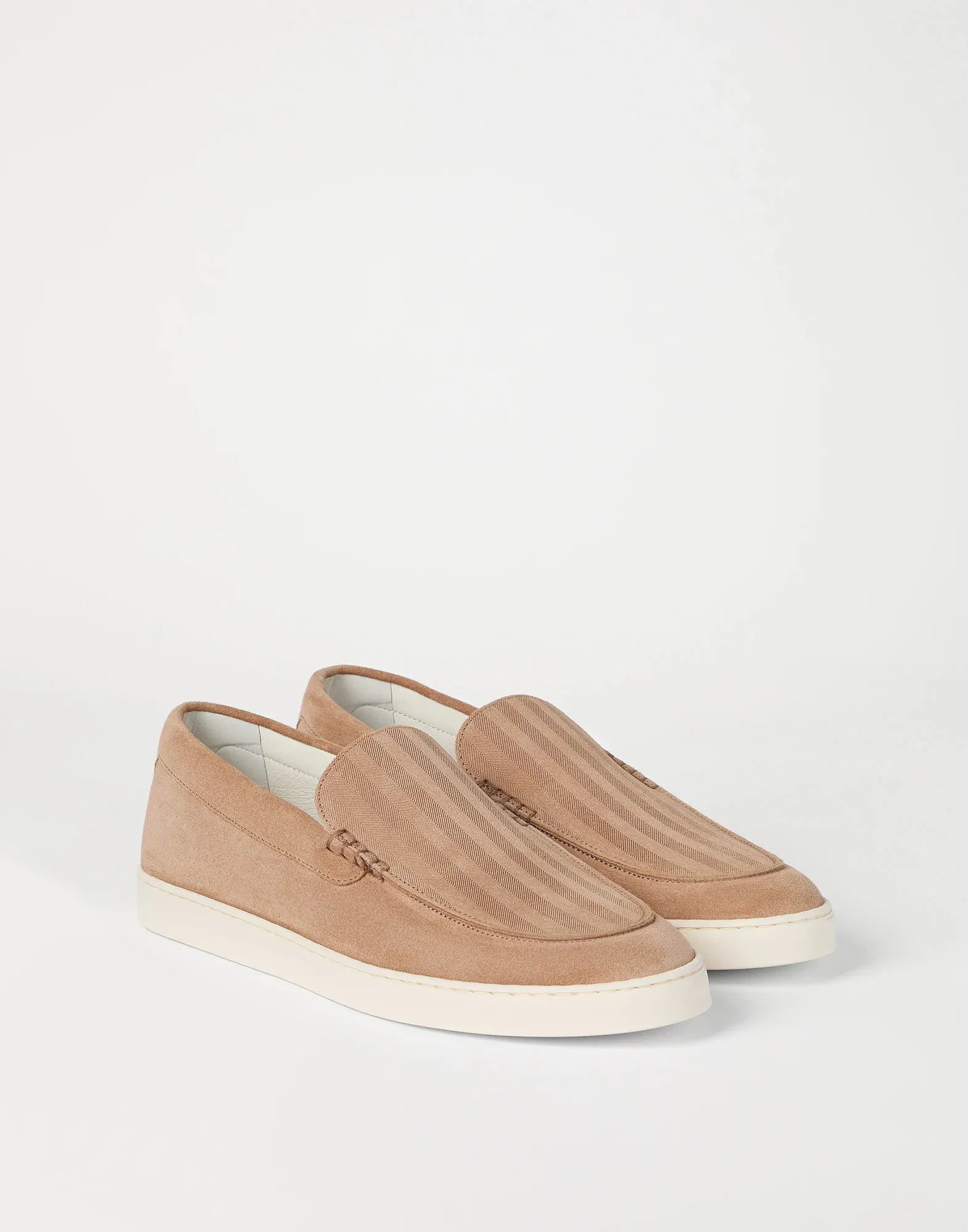 Brunello Cucinelli Chevron-Effect Suede Loafer Sneakers