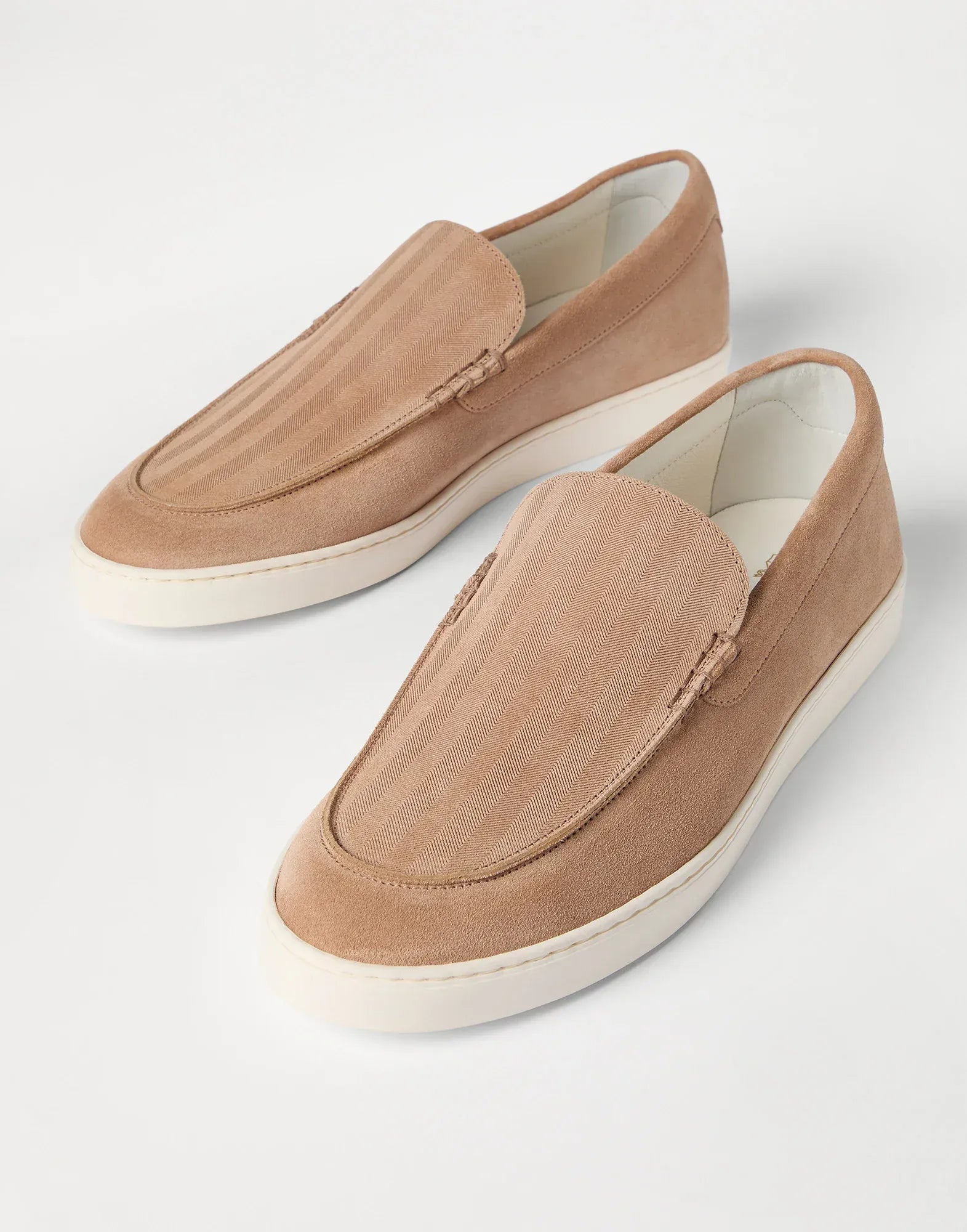 Brunello Cucinelli Chevron-Effect Suede Loafer Sneakers