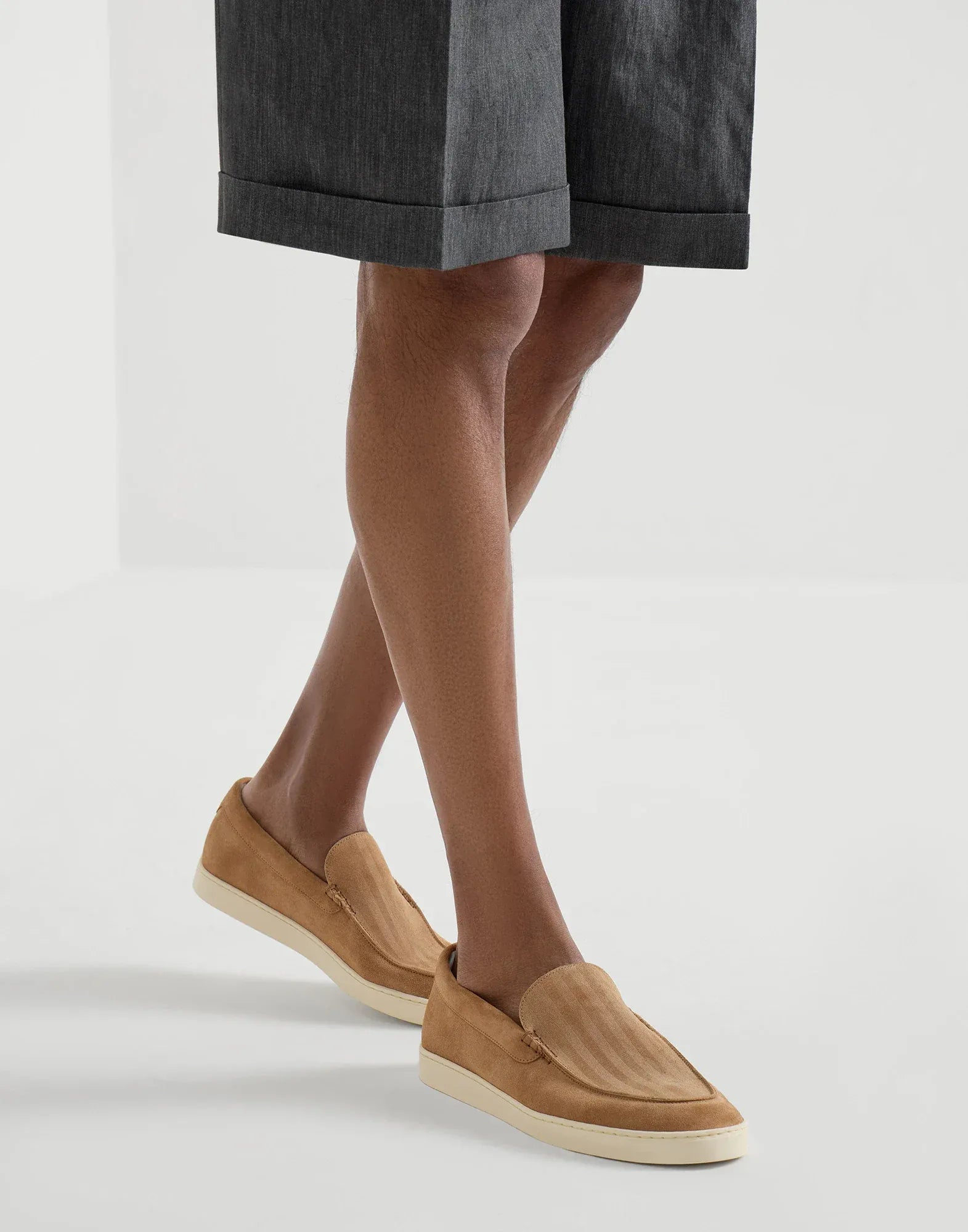 Chevron-Effect Suede Loafer Sneakers - alternate view