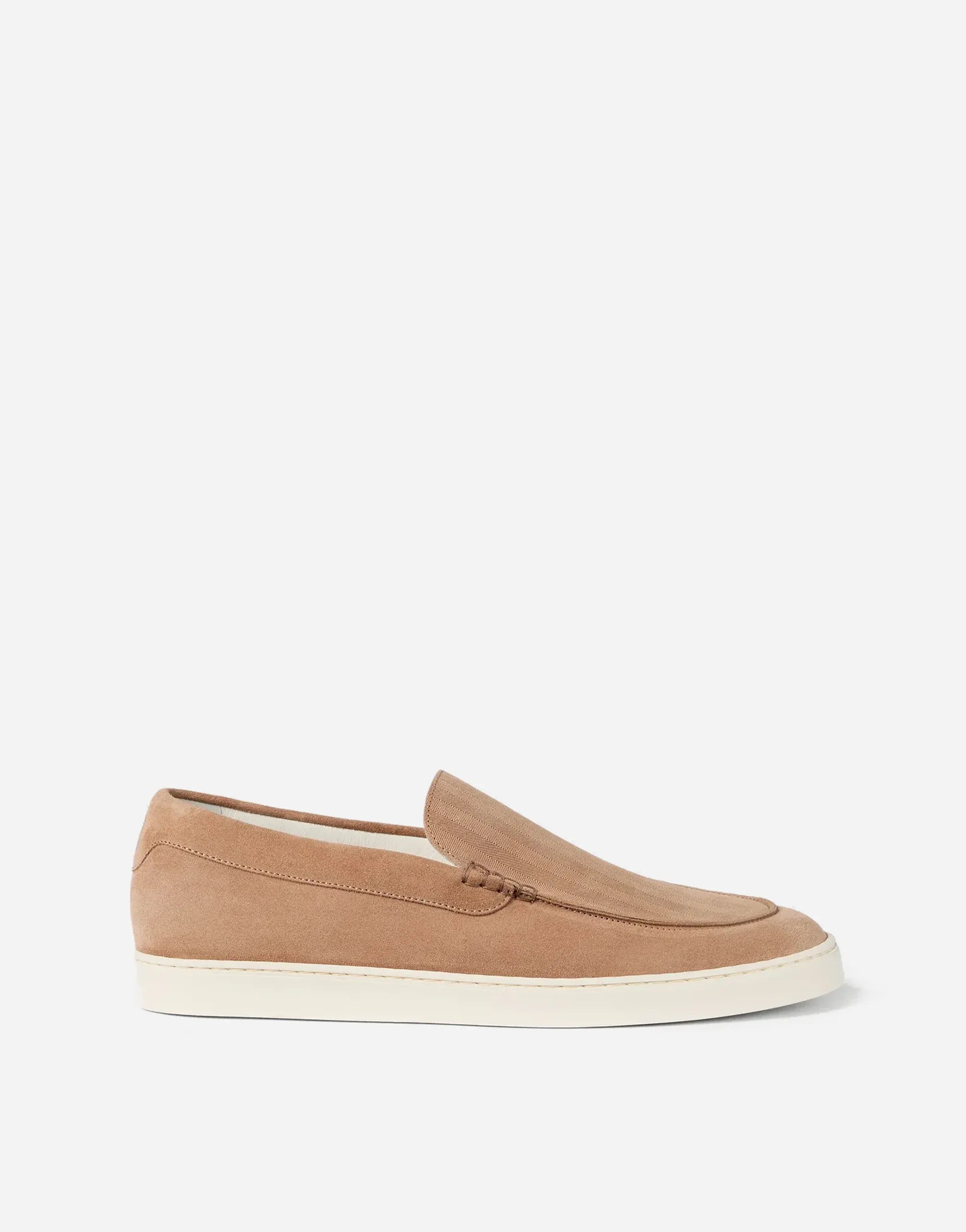 Brunello Cucinelli Chevron-Effect Suede Loafer Sneakers