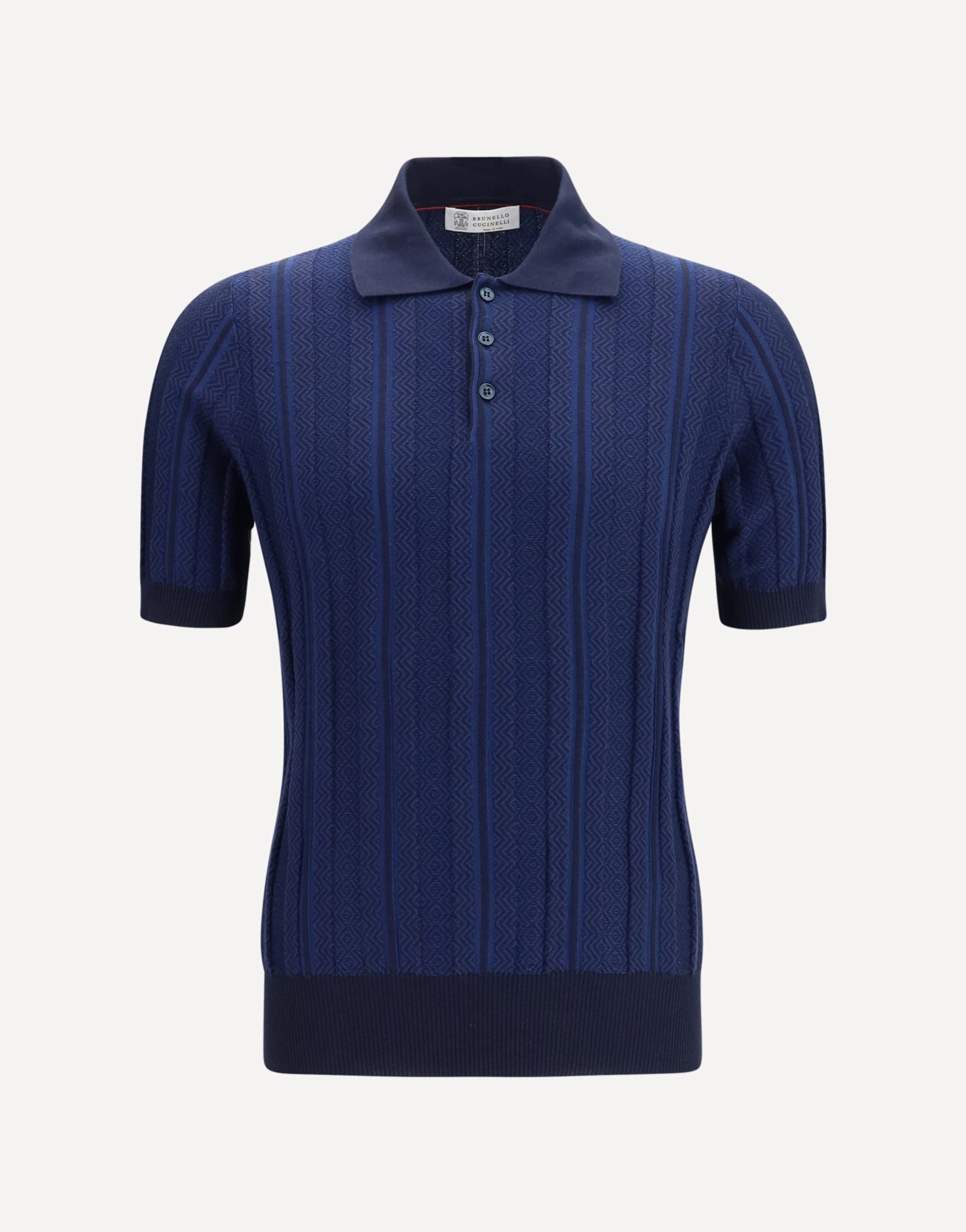 Brunello Cucinelli Chevron Knit Polo Shirt
