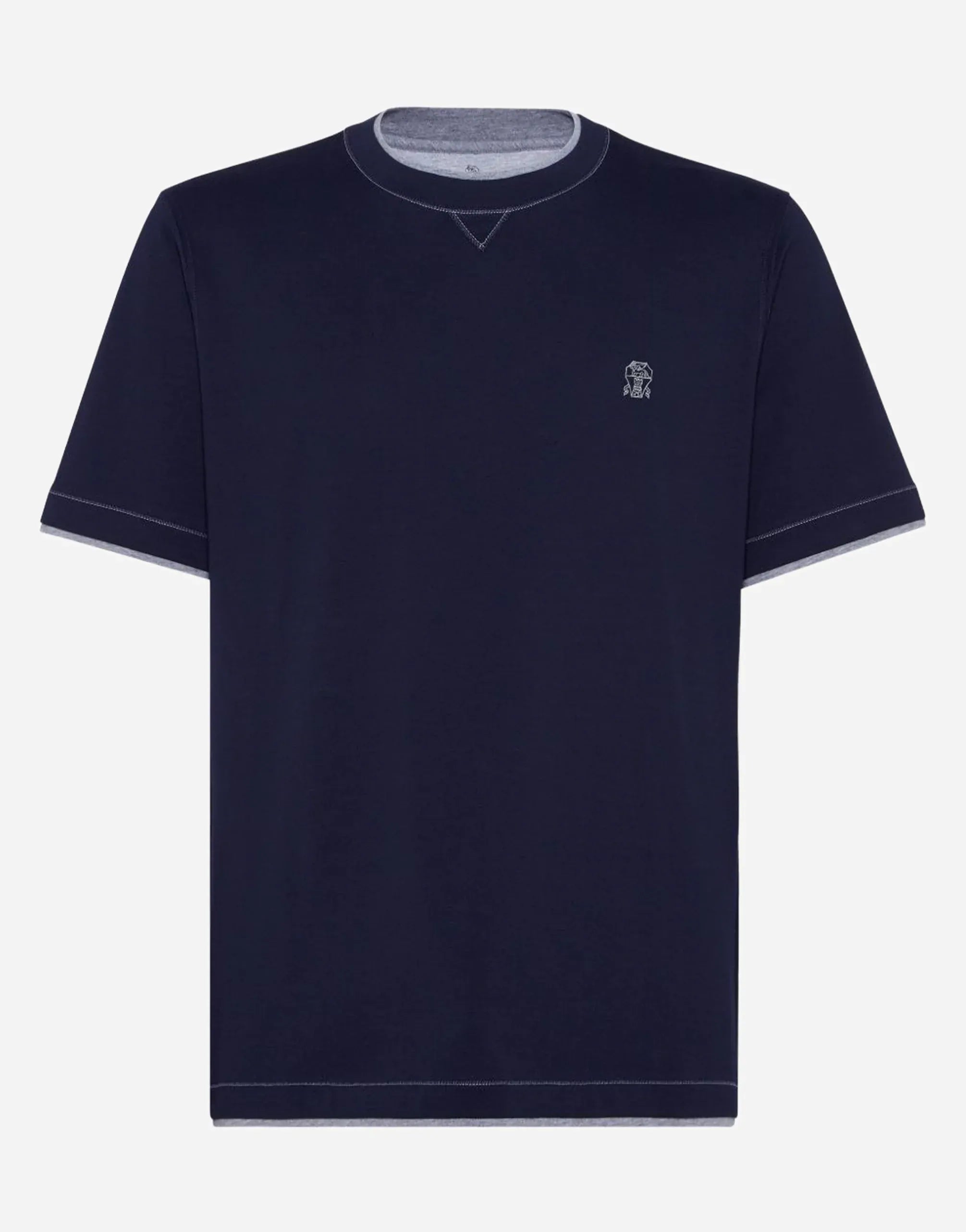 Brunello Cucinelli Cobalt Cotton Jersey Crew Neck T-Shirt | Sendegaro