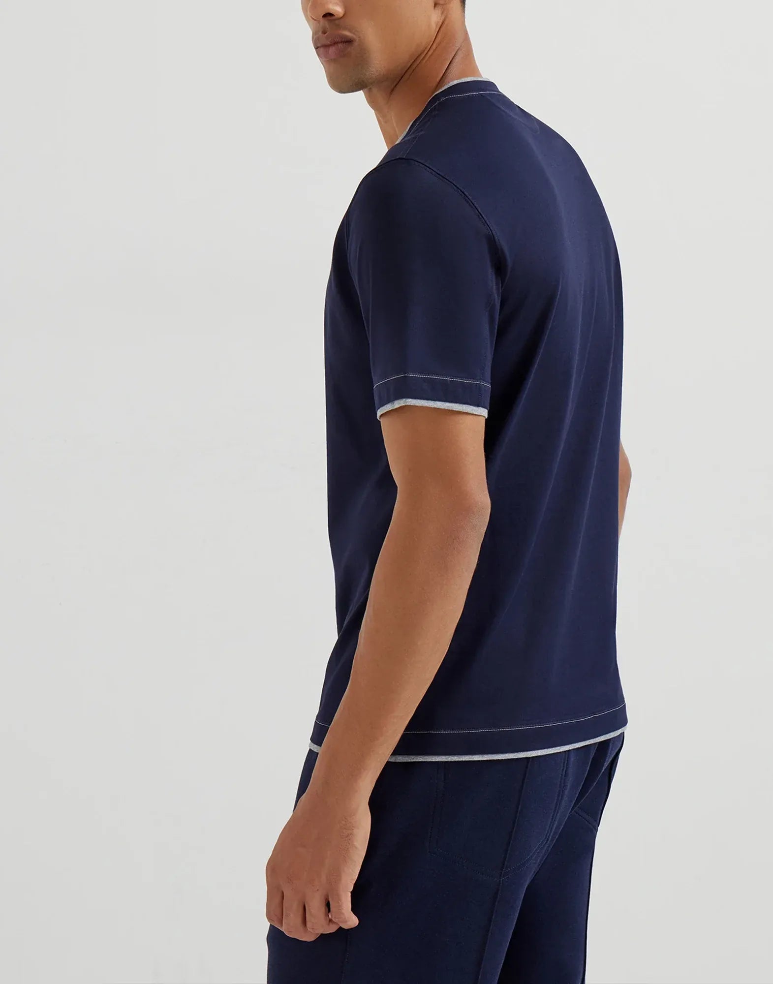 Brunello Cucinelli Cobalt Cotton Jersey Crew Neck T-Shirt | Sendegaro