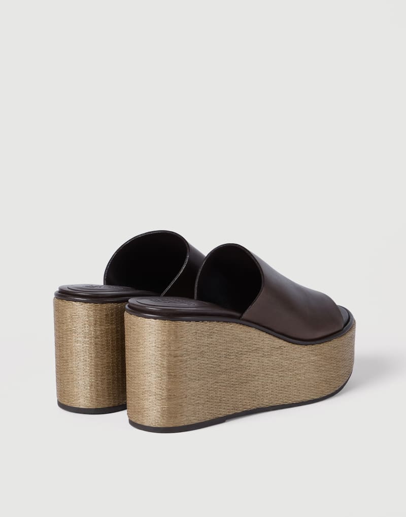 Brunello Cucinelli Cocoa Cowhide Wedges