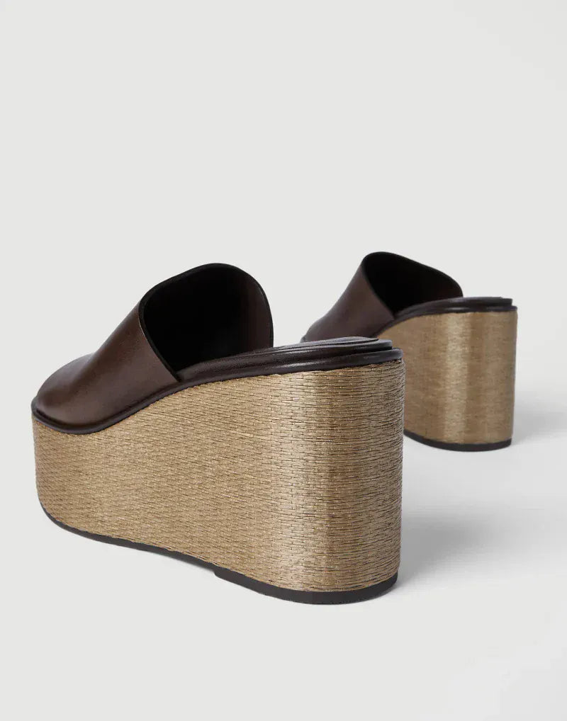 Brunello Cucinelli Cocoa Cowhide Wedges