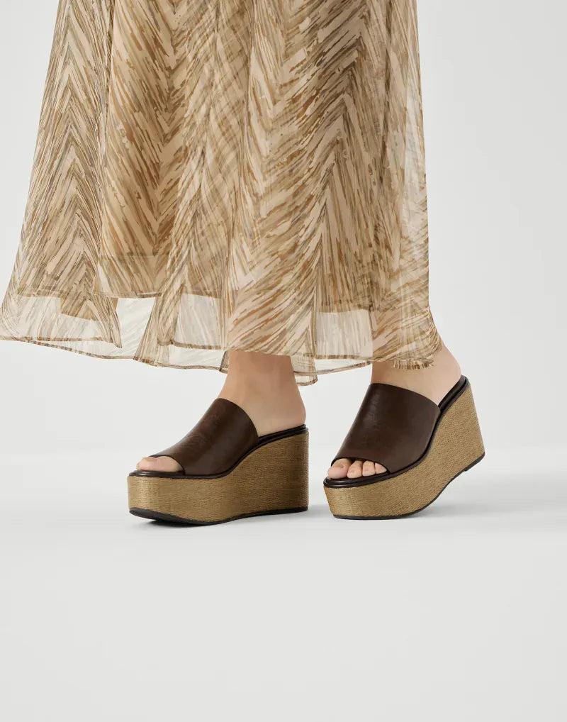 Brunello Cucinelli Cocoa Cowhide Wedges - alternate view