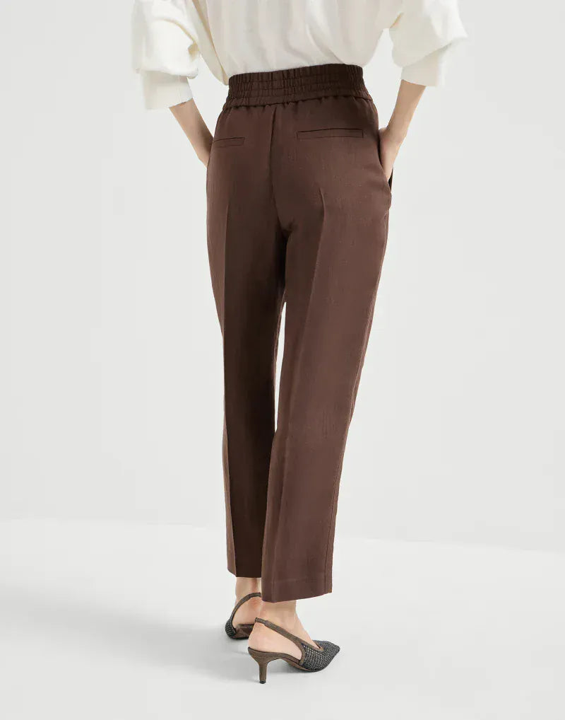 Brunello Cucinelli Cocoa Fluid Twill Baggy Trousers