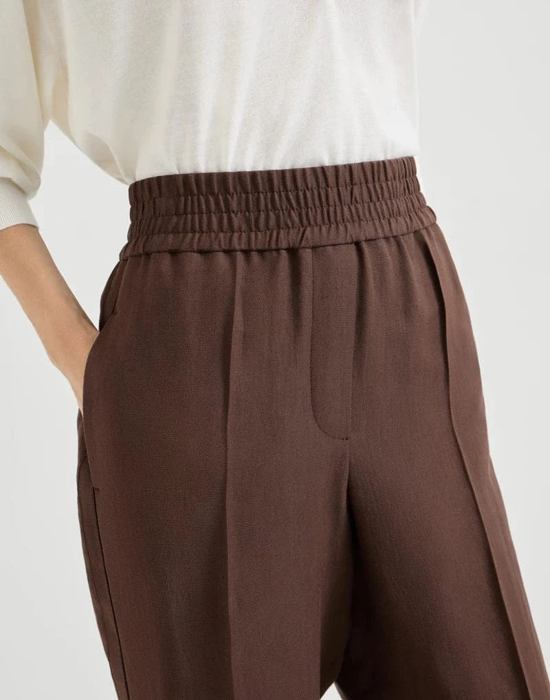 Brunello Cucinelli Cocoa Fluid Twill Baggy Trousers