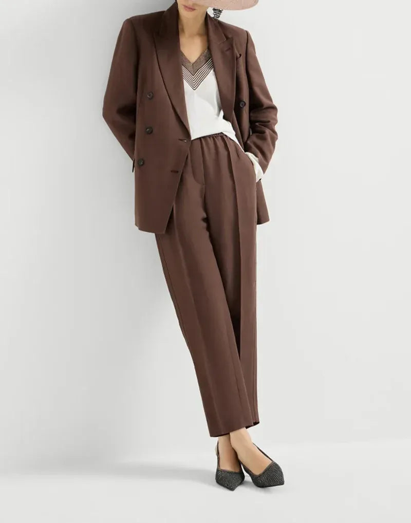 Brunello Cucinelli Cocoa Fluid Twill Baggy Trousers