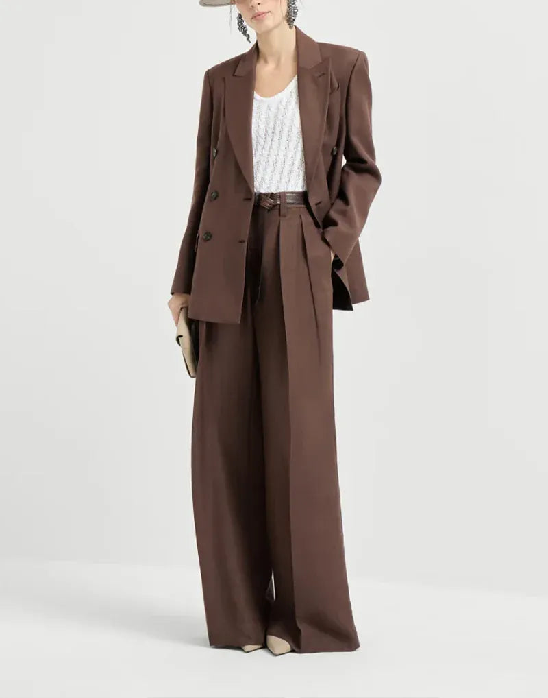 Brunello Cucinelli Cocoa Fluid Twill Monili Blazer