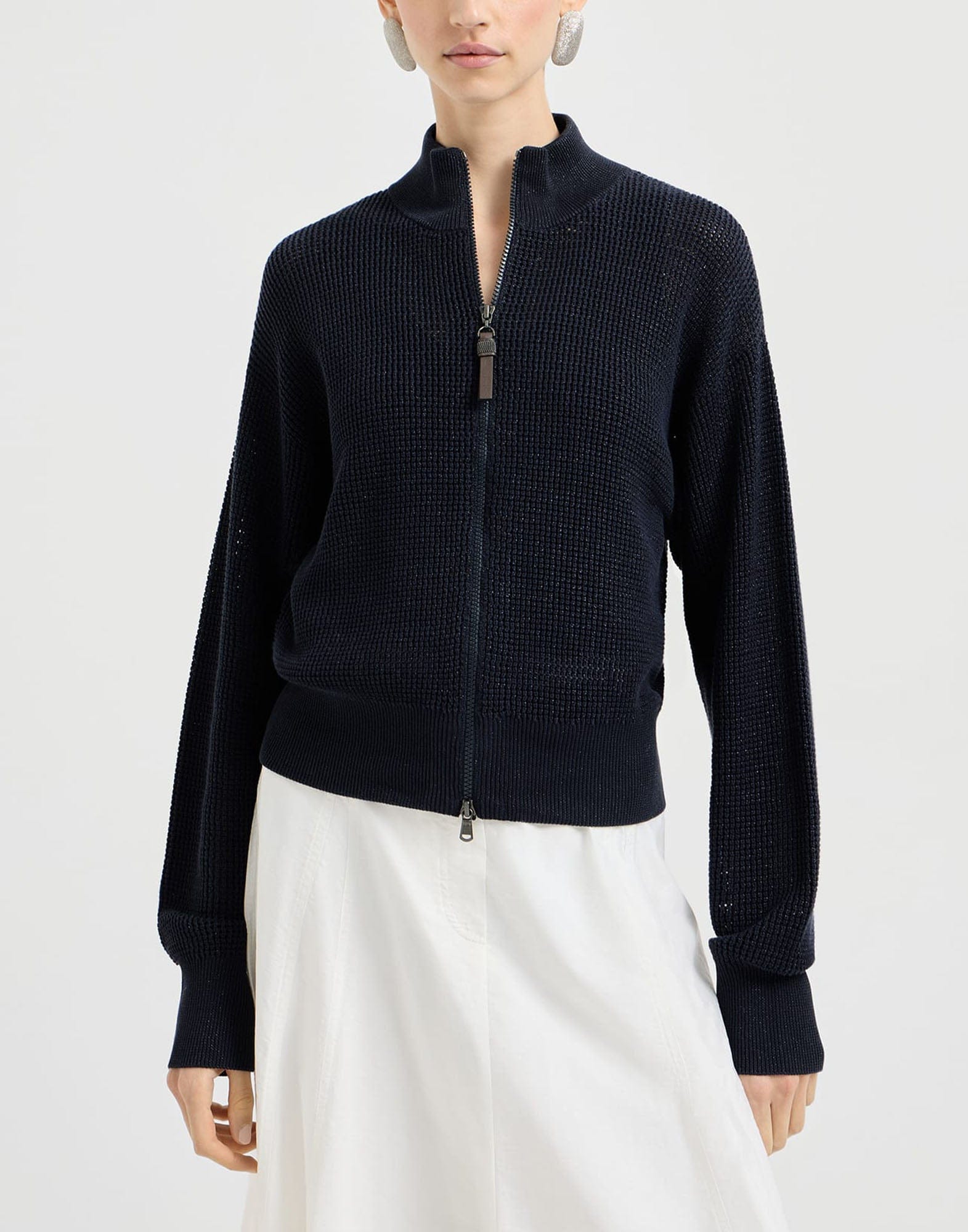 Brunello Cucinelli Cotton Blend Sparkling Net Cardigan | Sendegaro IT